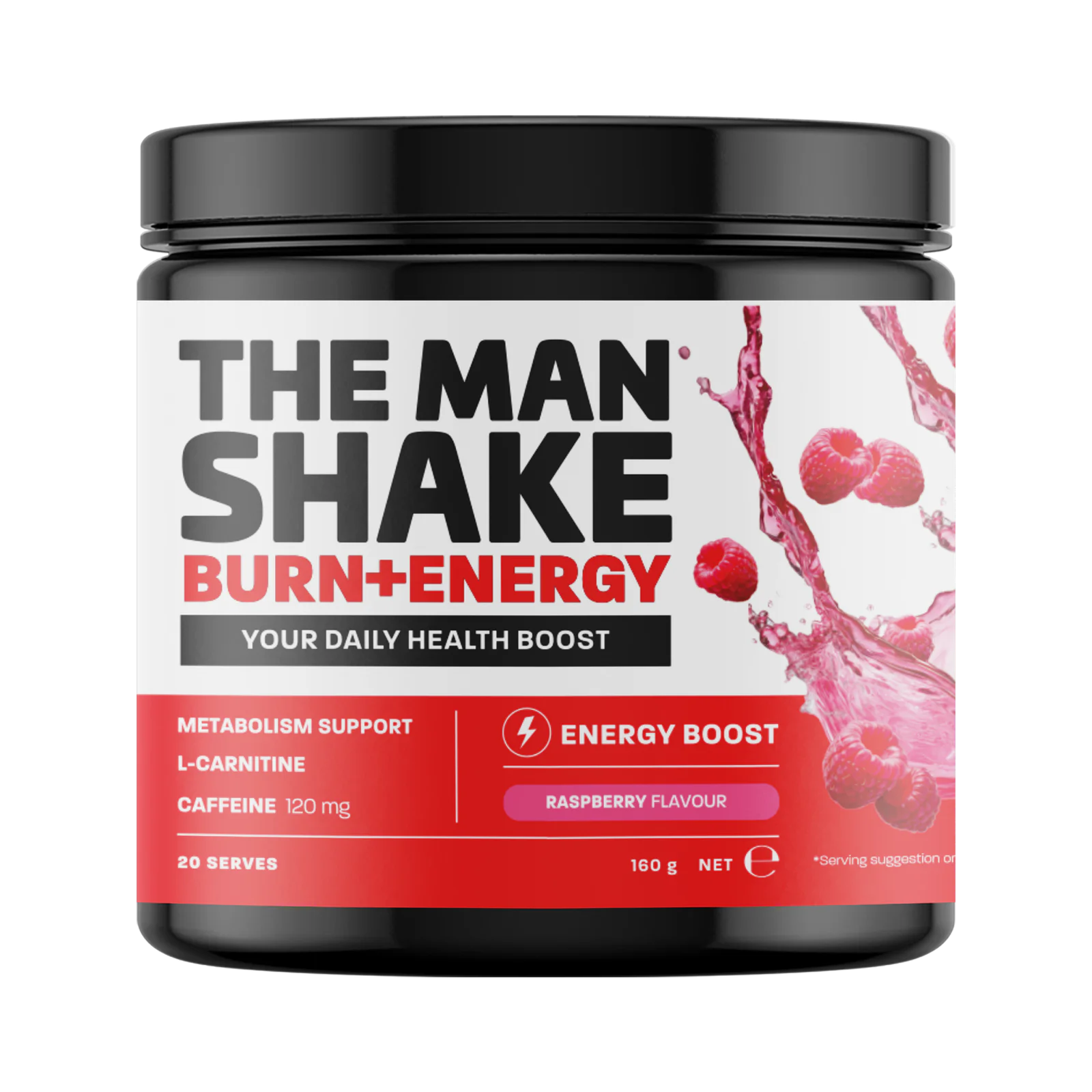 The Man Shake Burn + Energy Raspberry Powder 160g