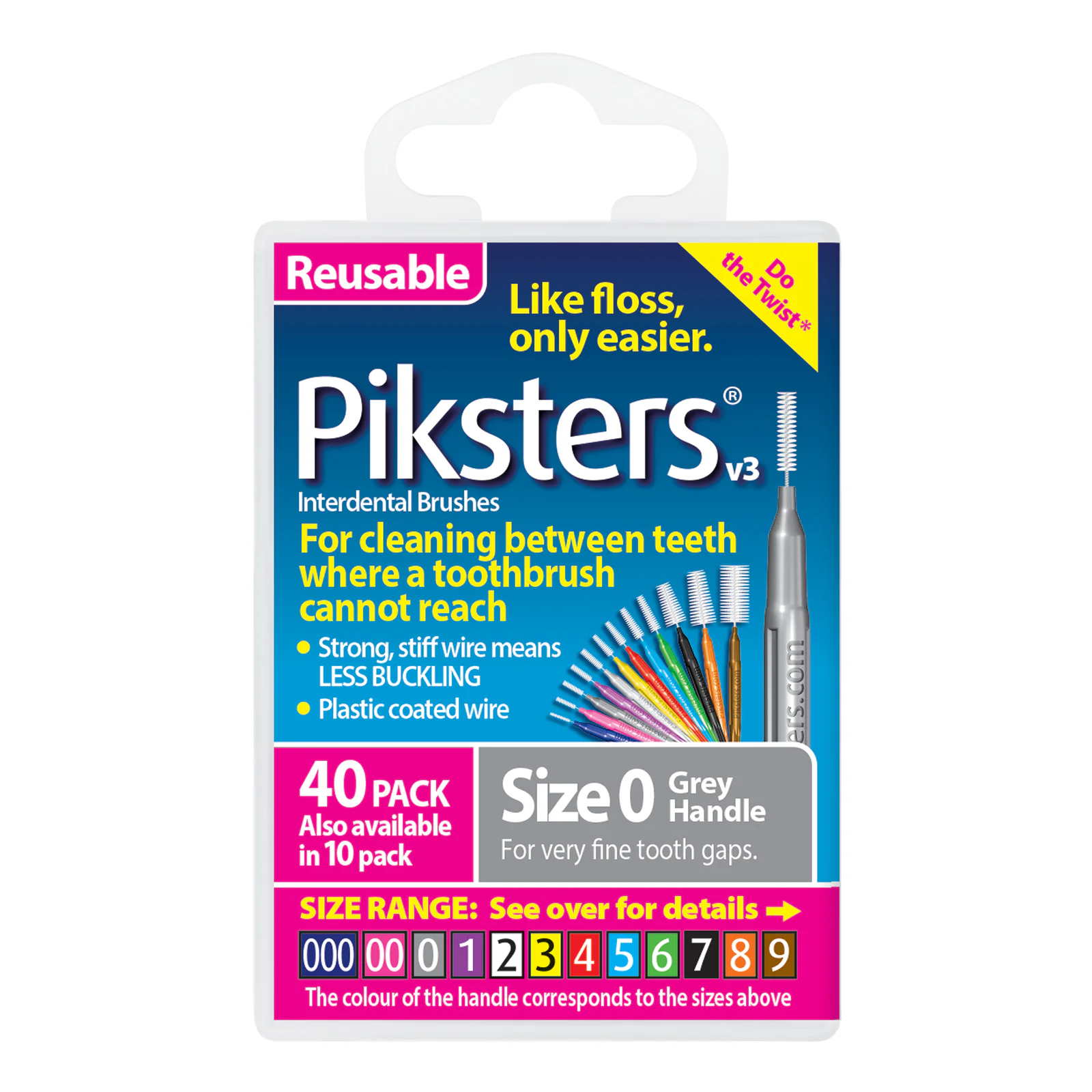 Piksters Interdental Brush Size 0 Grey 40 pack