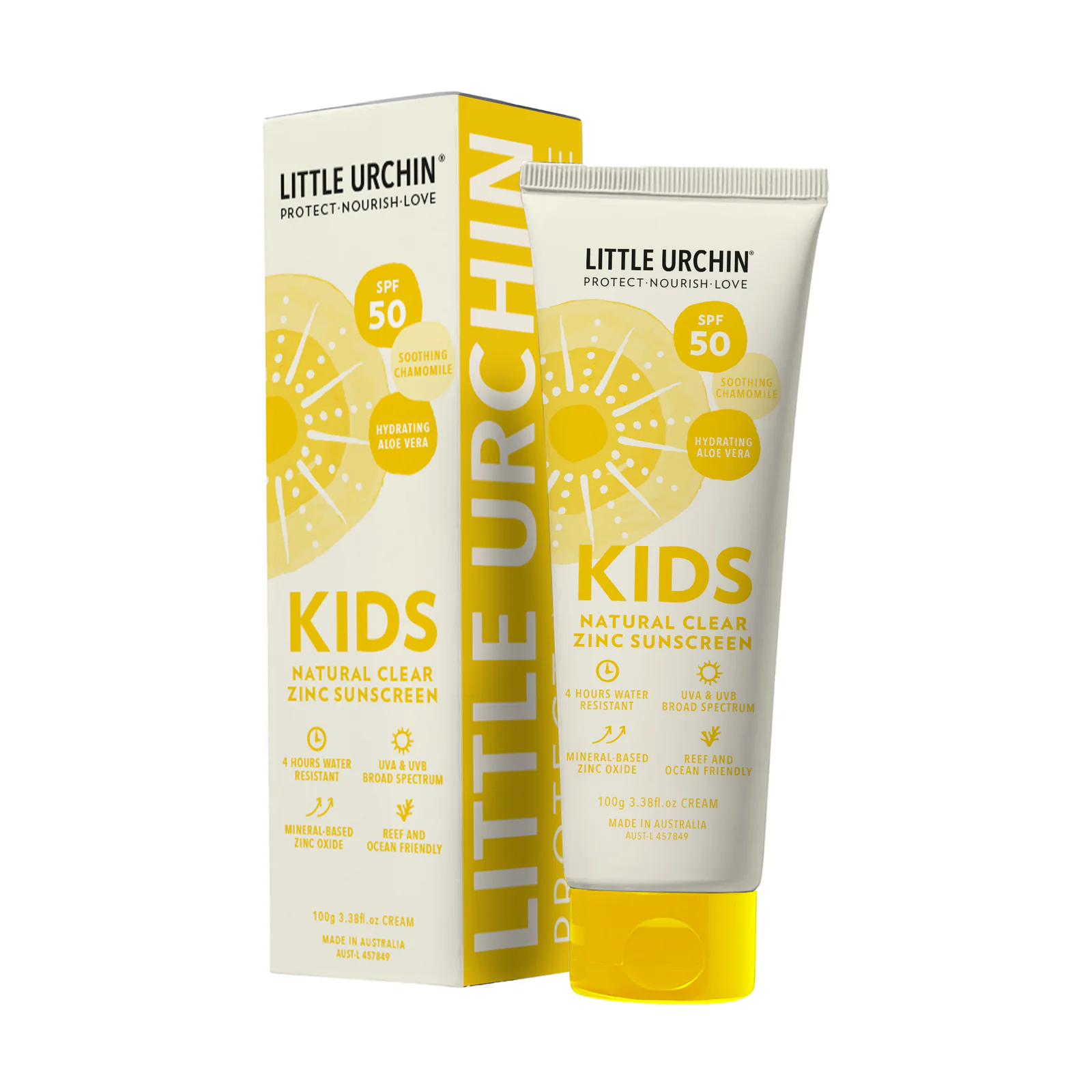 Little Urchin Kids Natural Clear Zinc Sunscreen SPF 50+ 100g