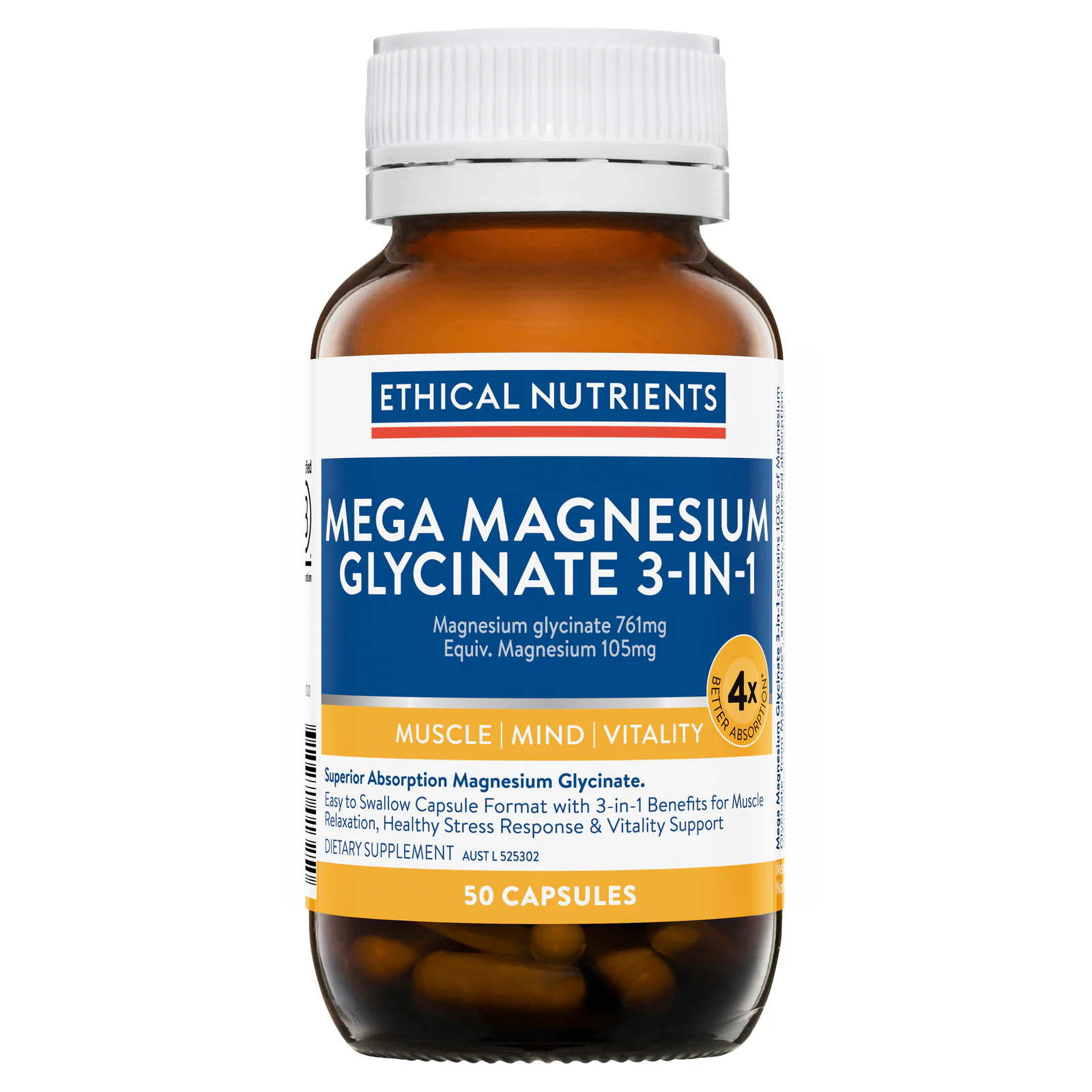 Ethical Nutrients Mega Magnesium Glycinate 3-In-1 50 capsule