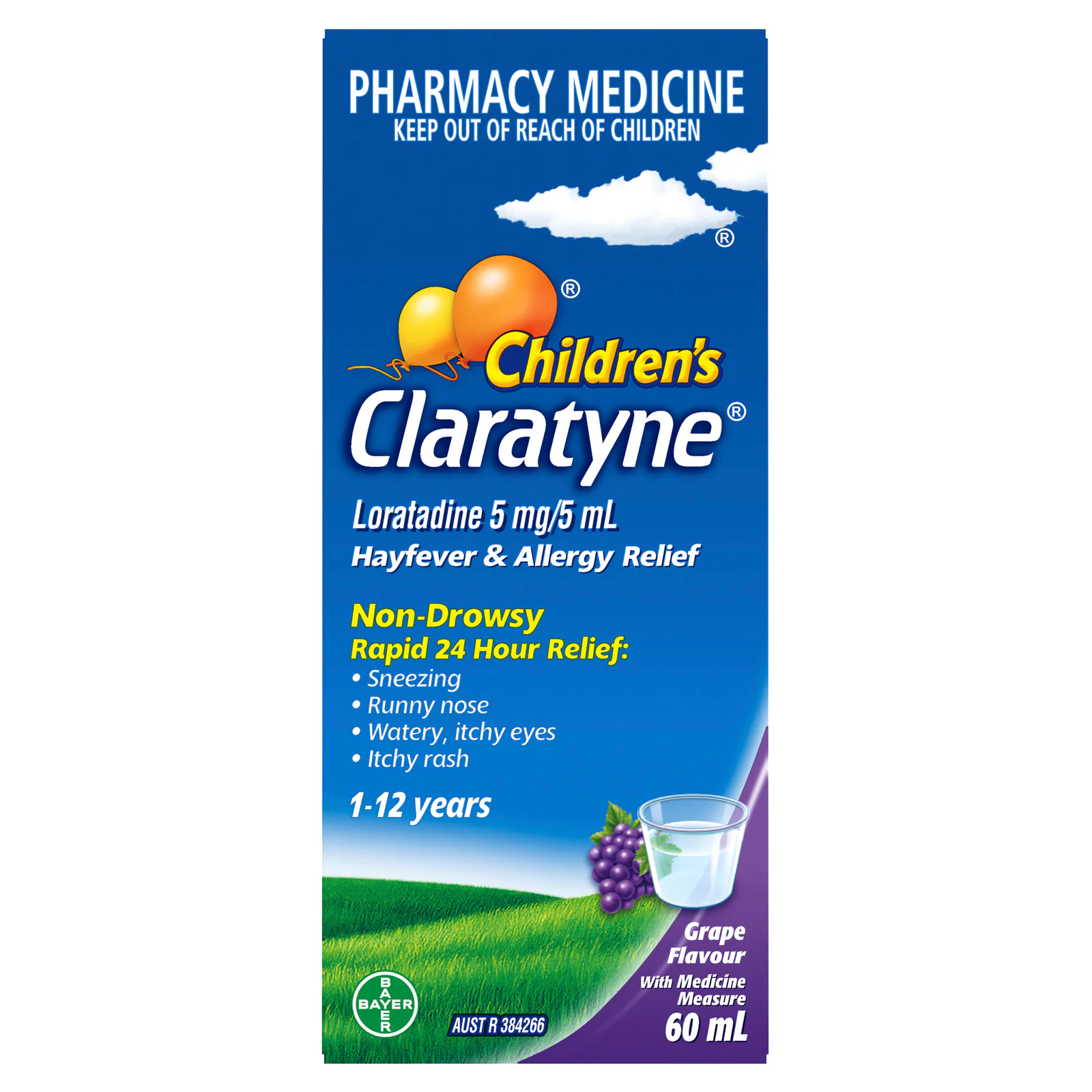 Claratyne Children's Hayfever & Allergy Relief Syrup 1-12 Years Grape Flavoured 60ml