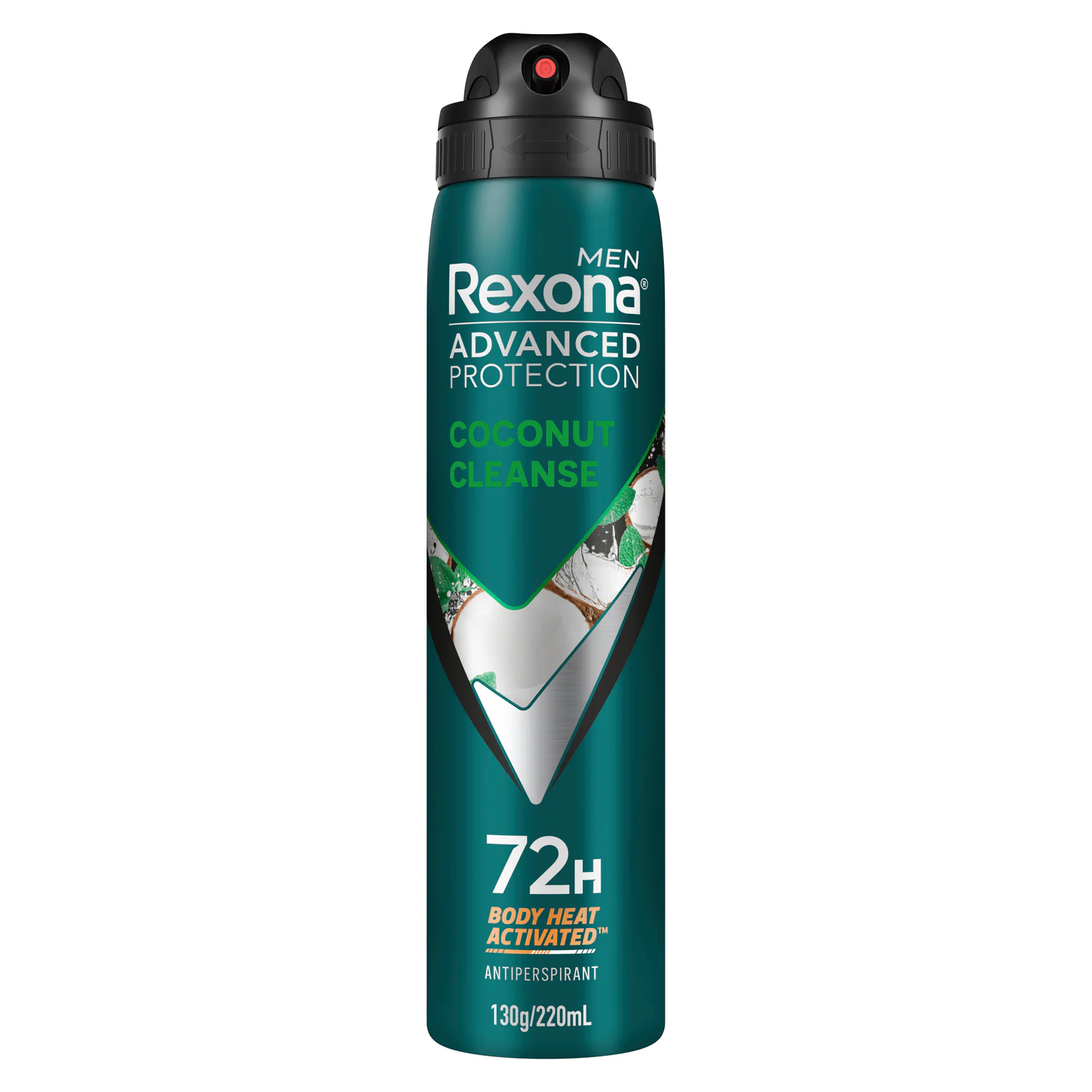 Rexona Men Advanced 72hr Deodorant Aerosol Coconut Cleanse 220mL