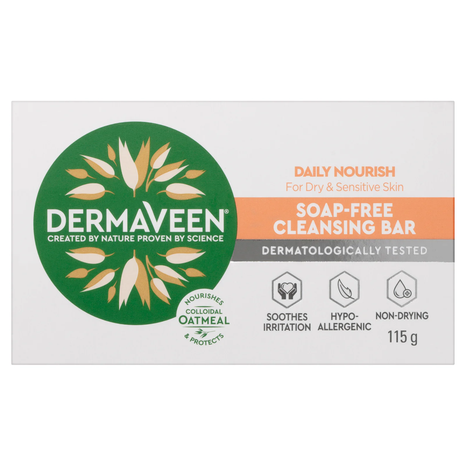 DermaVeen Daily Nourish Soap Free Cleansing Bar 115g
