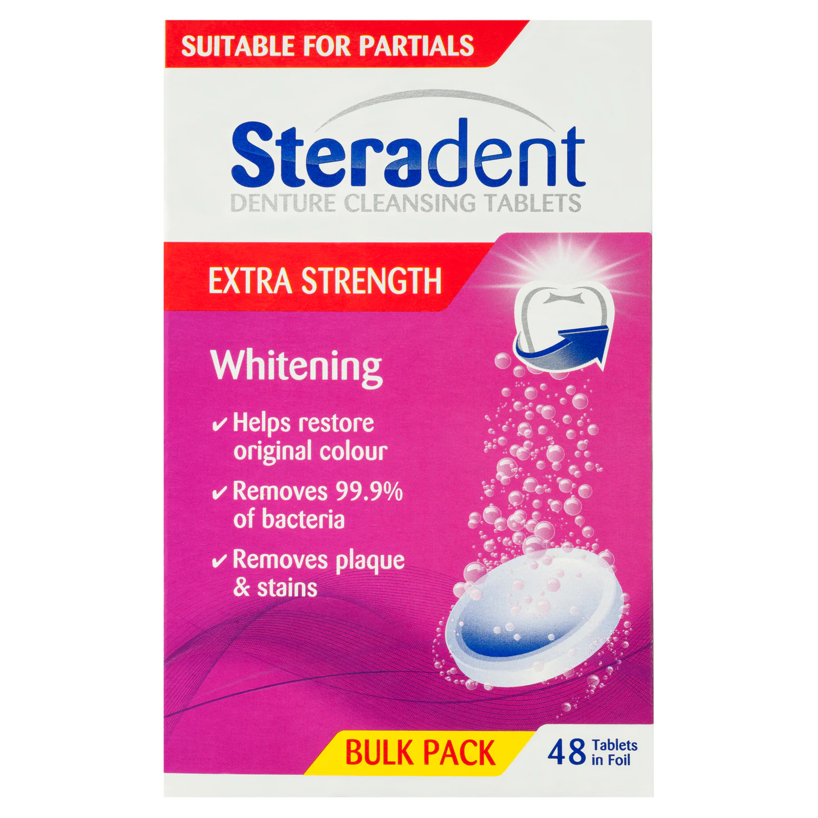 Steradent Extra Strength Whitening Denture Cleansing Tablets 48 Pack