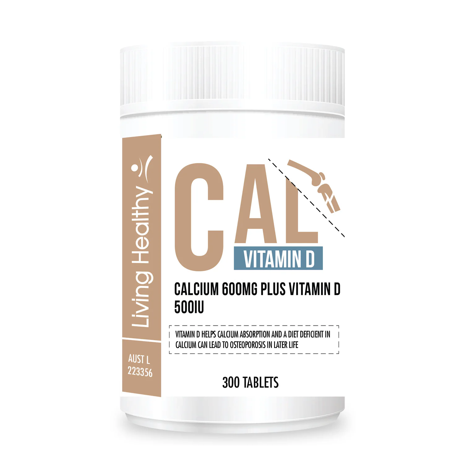 Living Healthy Calcium 600mg + Vitamin D - 300 tablets