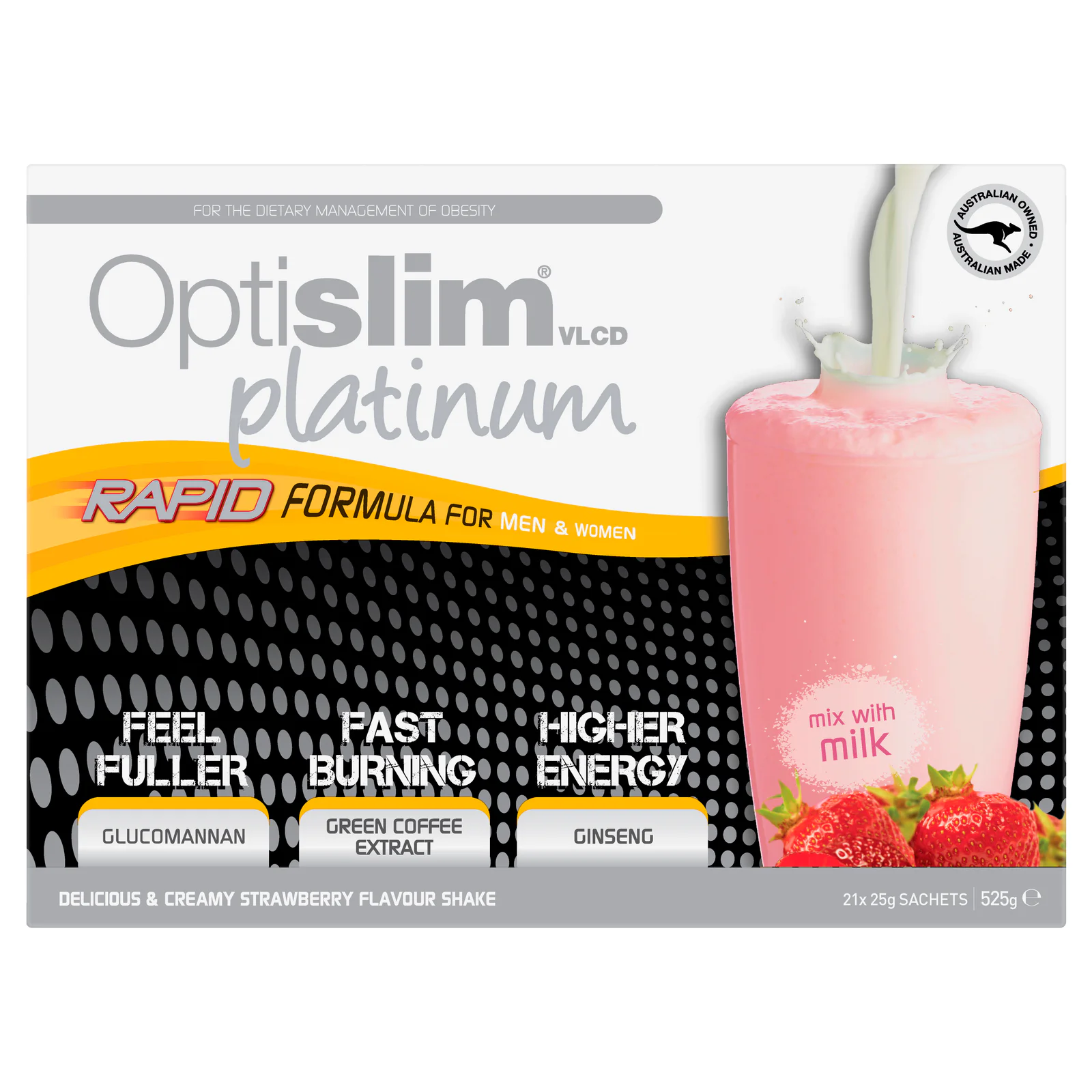 Optislim VLCD Platinum Shake Strawberry 25g 21 Pack