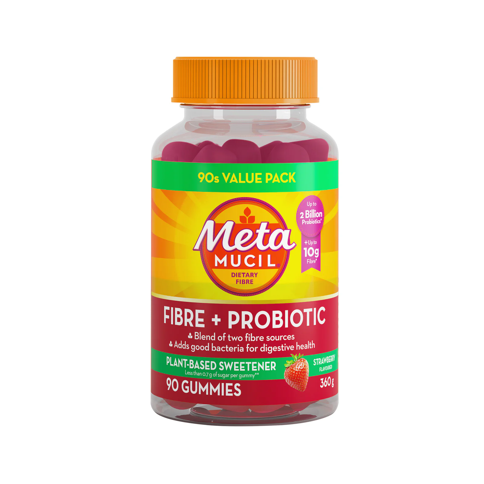 Metamucil Fibre + Probiotic Gummies Strawberry 90 Pack