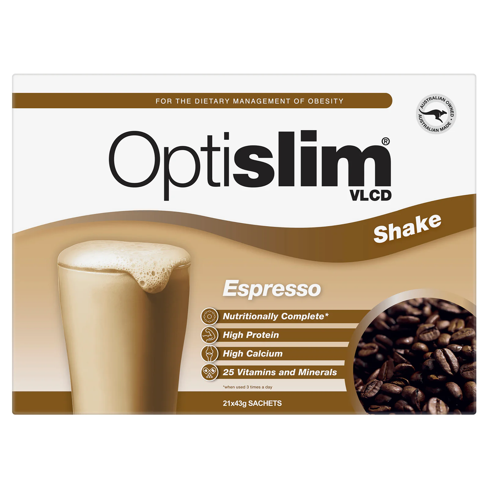 Optislim VLCD Shake Espresso 43g 21 Pack