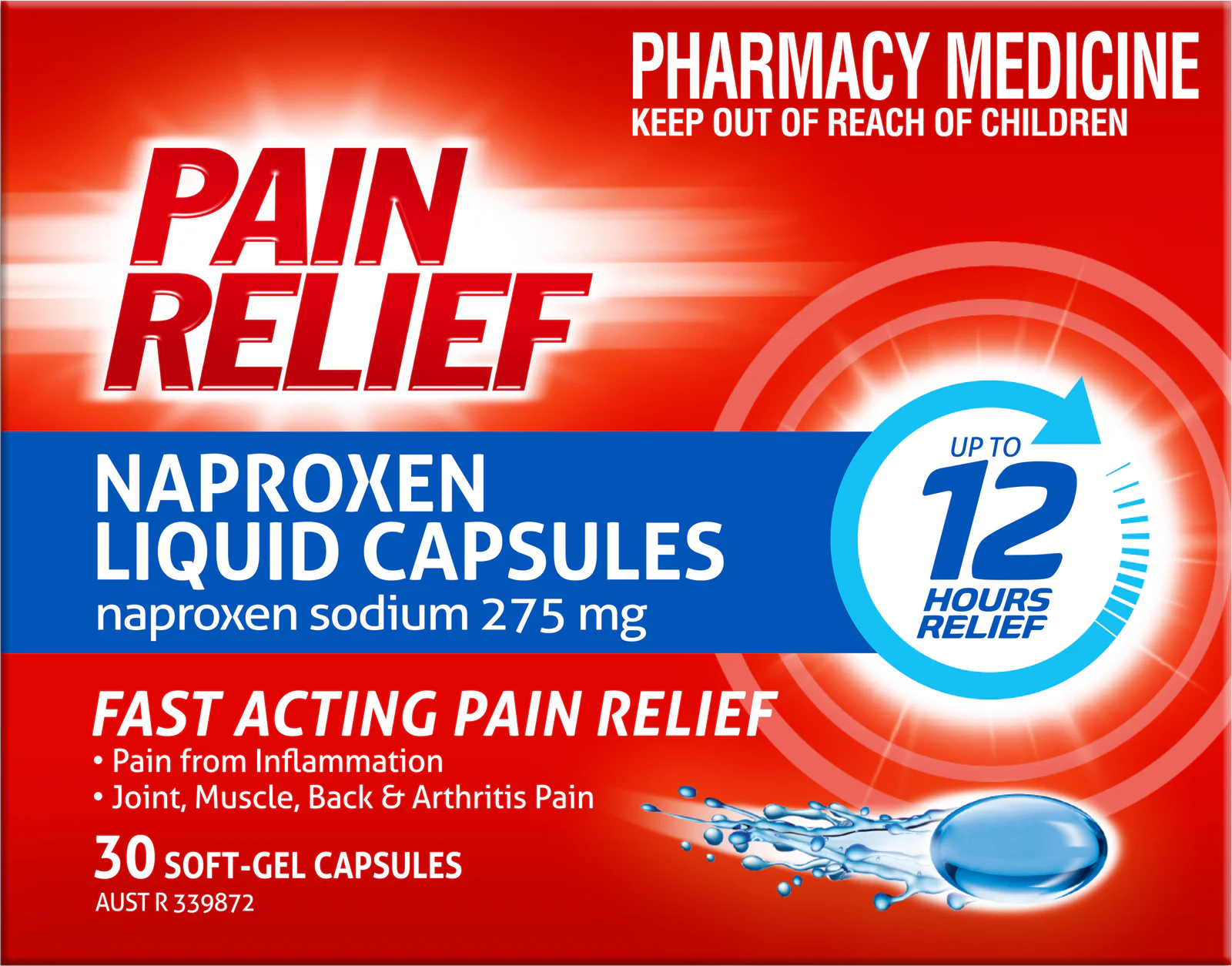 Pain Relief Naproxen 30 liquid capsules