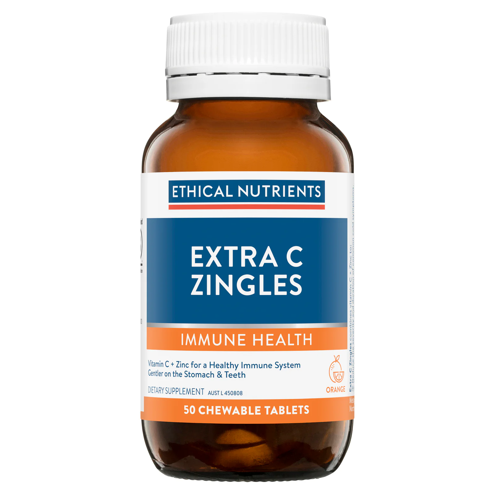 Ethical Nutrients Extra C Zingles Orange 50 chewable tablets