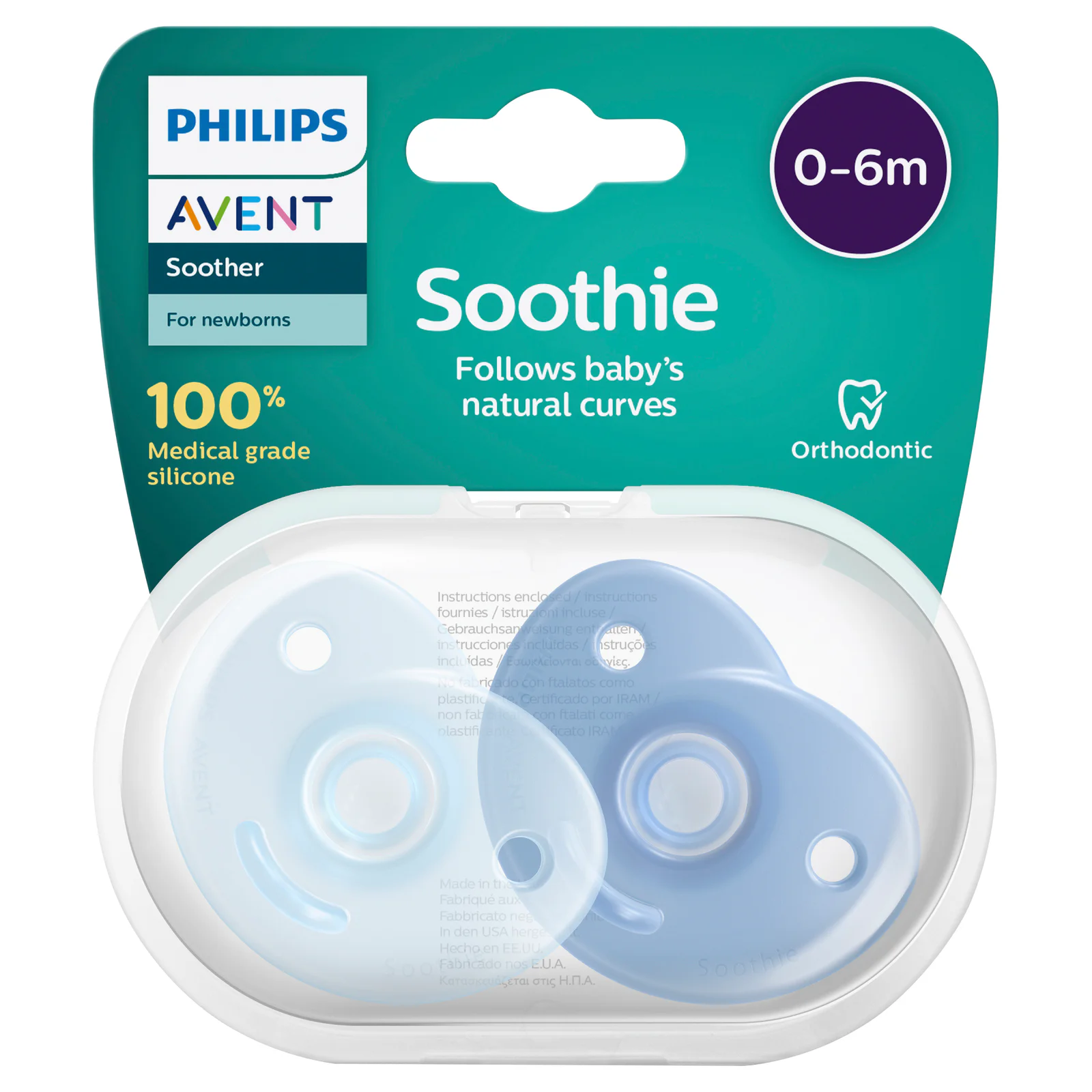 Avent Soothie 0-6 Months Blue 2 pack