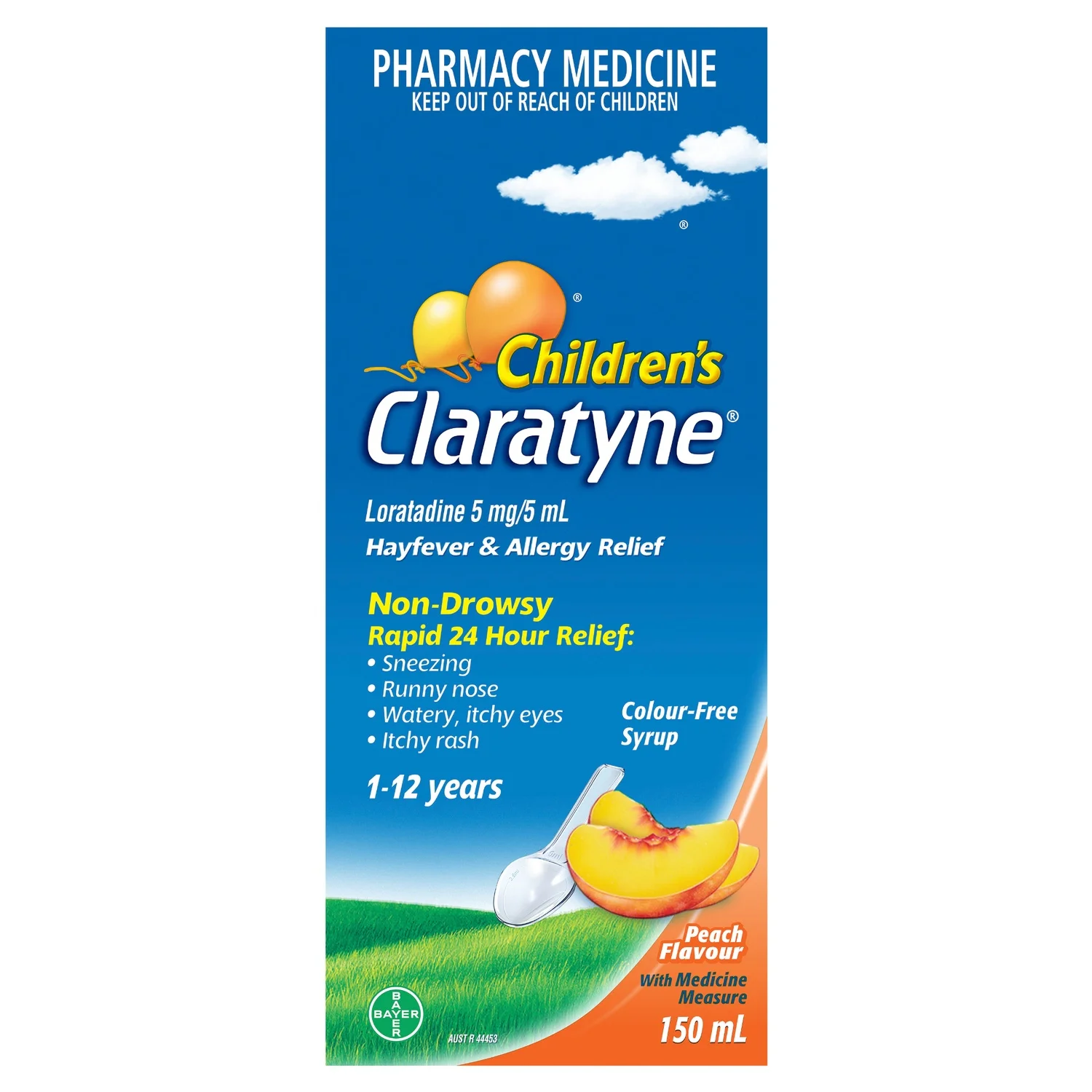 Claratyne Children's Hayfever & Allergy Relief Syrup 1-12 Years Peach Flavoured 150ml