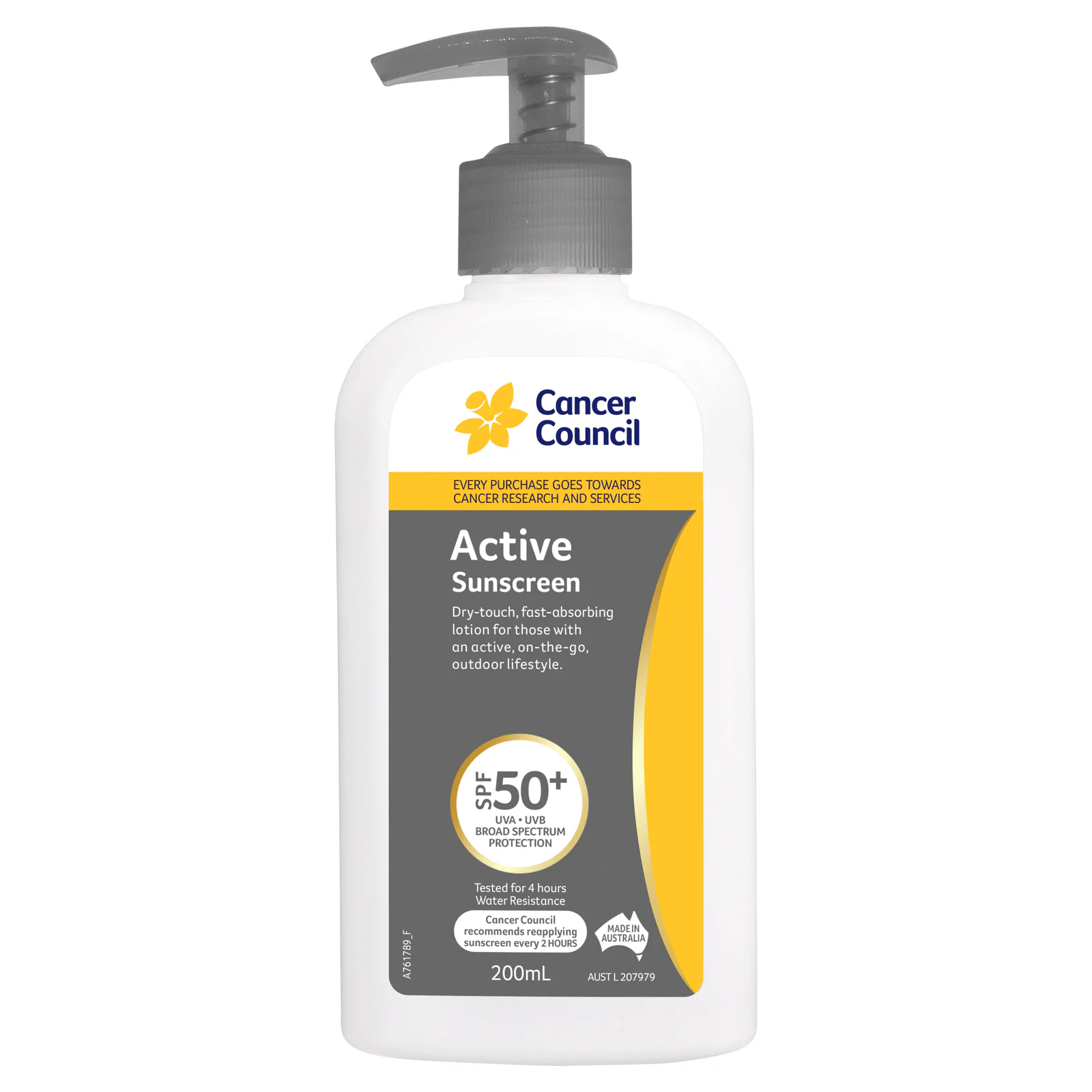 Cancer Council Active Sunscreen SPF50+ Pump 200mL