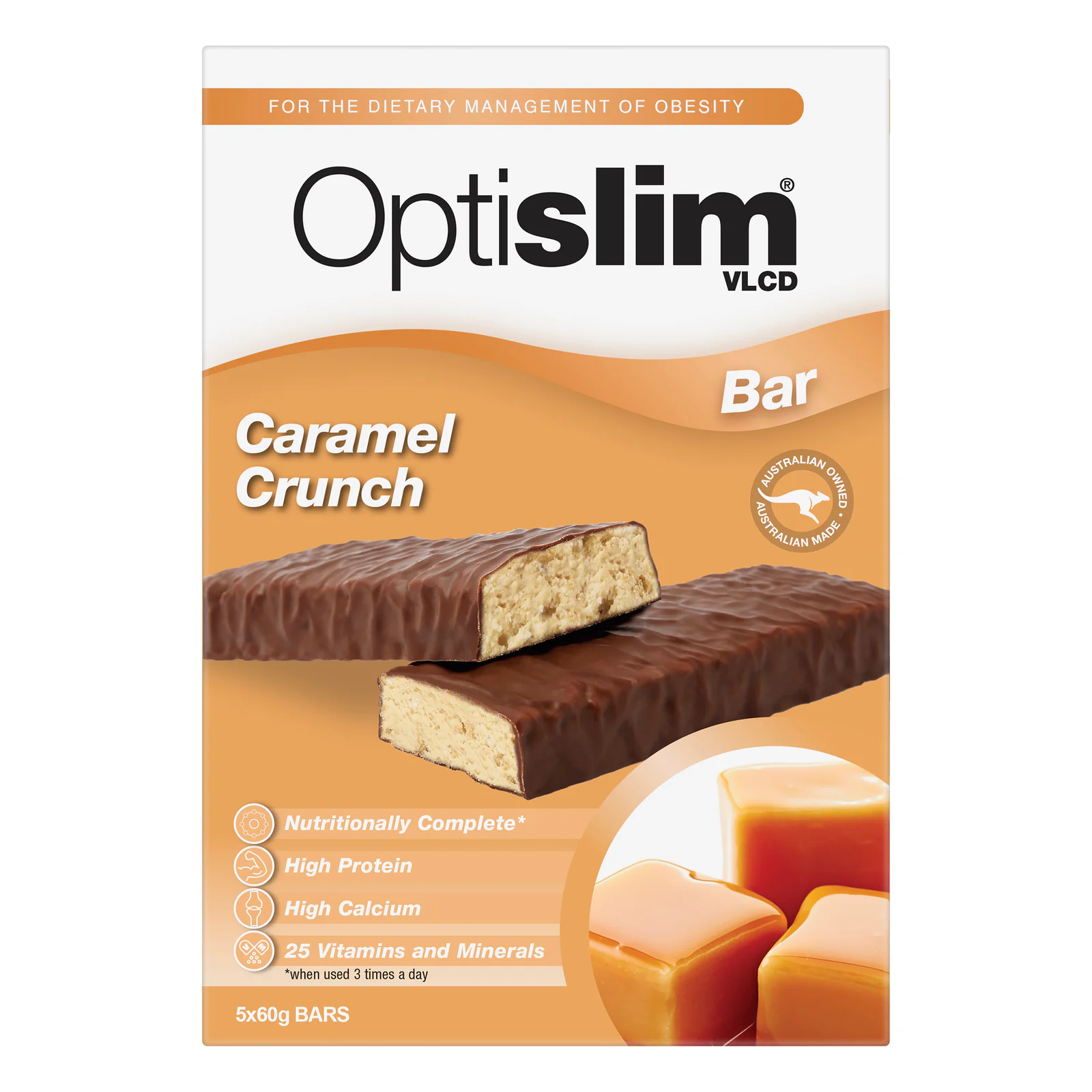 Optislim VLCD Caramel Crunch Bar 60g 5 Pack