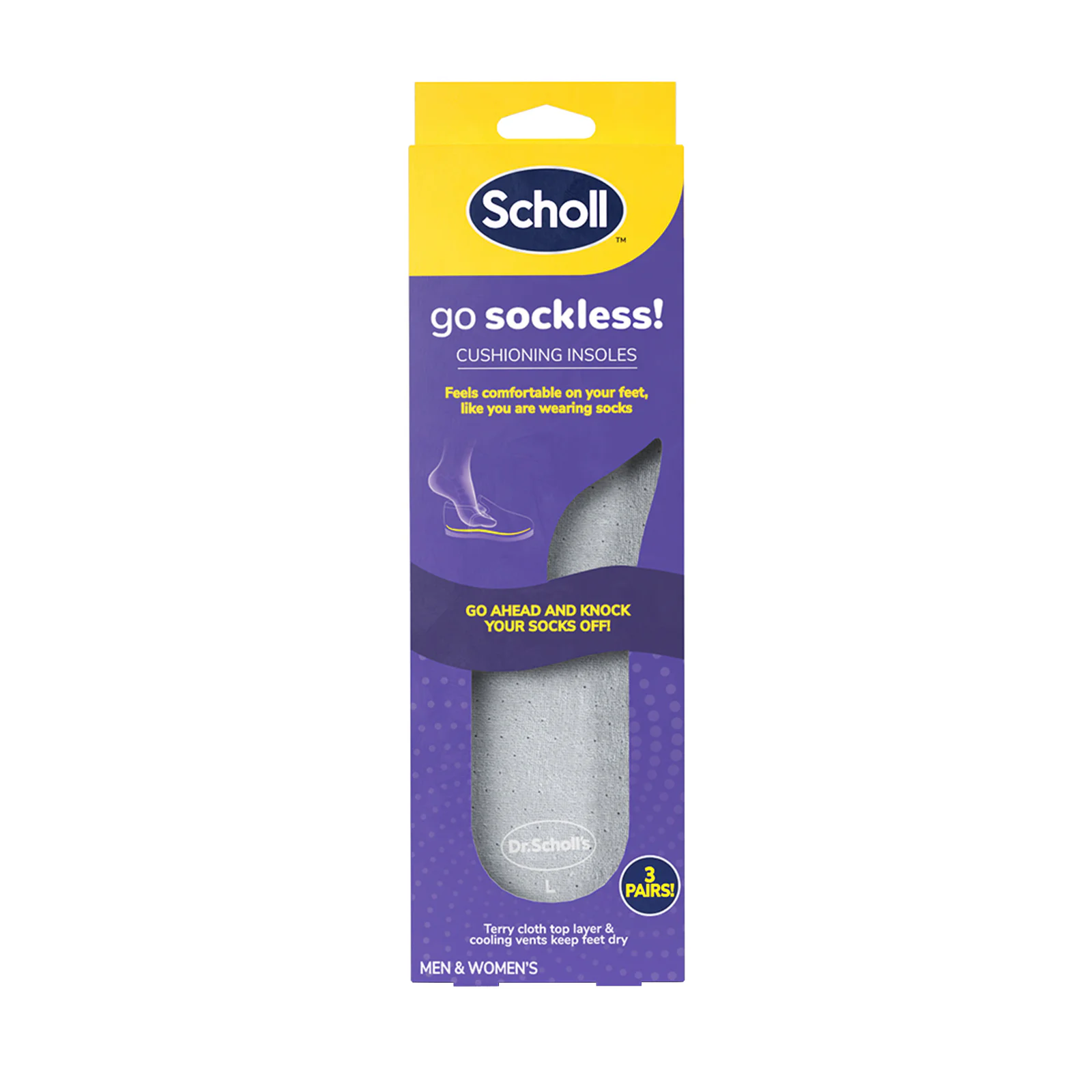 Scholl Go Sockless Cushioning Insoles 3 Pairs