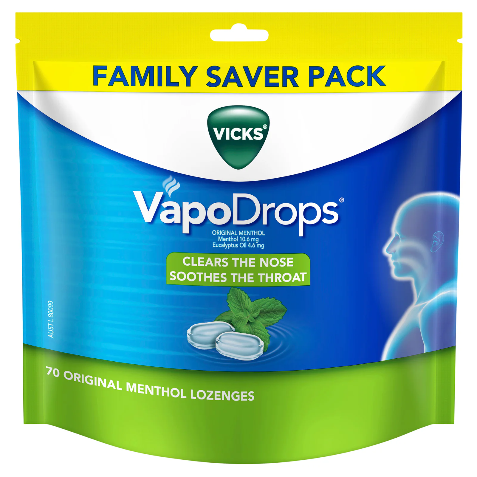 Vicks VapoDrops Original Menthol 70 pack