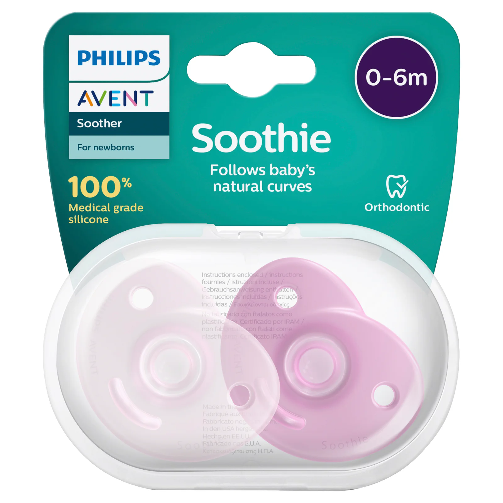 Avent Soothie 0-6 Months Pink 2 pack