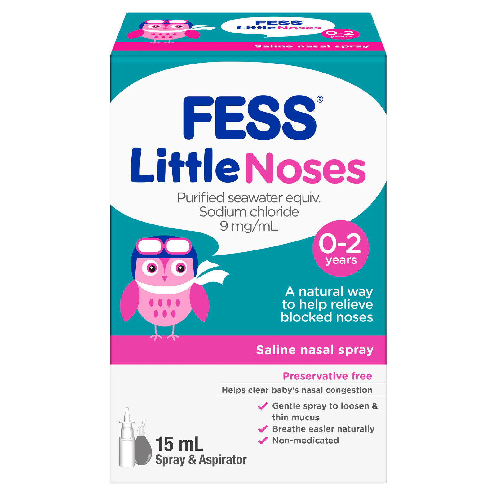 Fess Little Noses Saline Nasal Spray And Aspirator 15ml