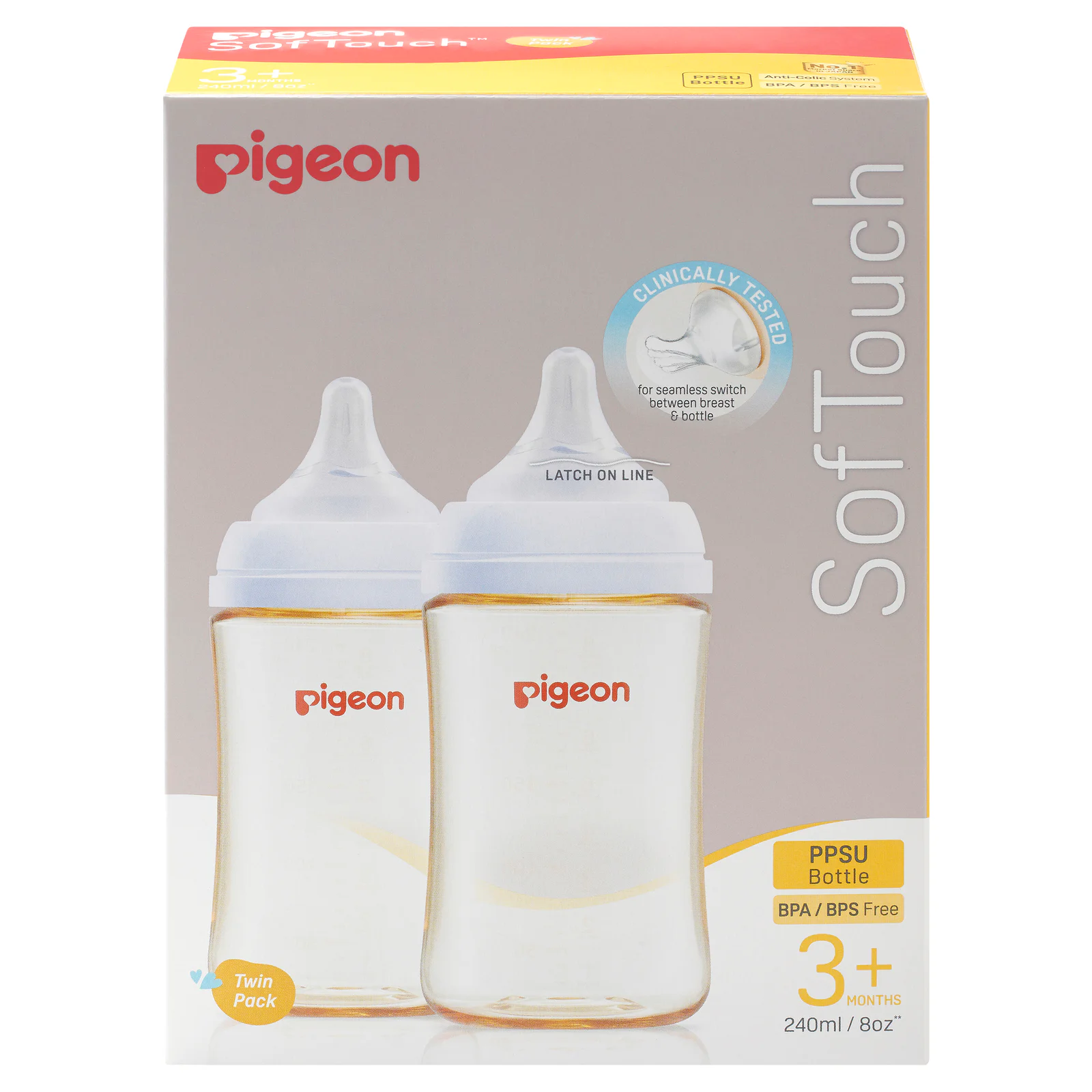 Pigeon Softouch 3 Nursing Bottle PPSU Twin Medium 240ml