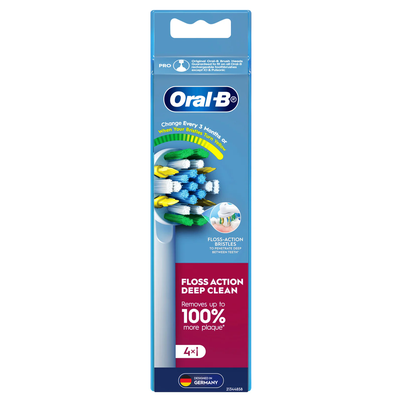 Oral-B Floss Action Deep Clean Replacement Brush Heads 4 Pack