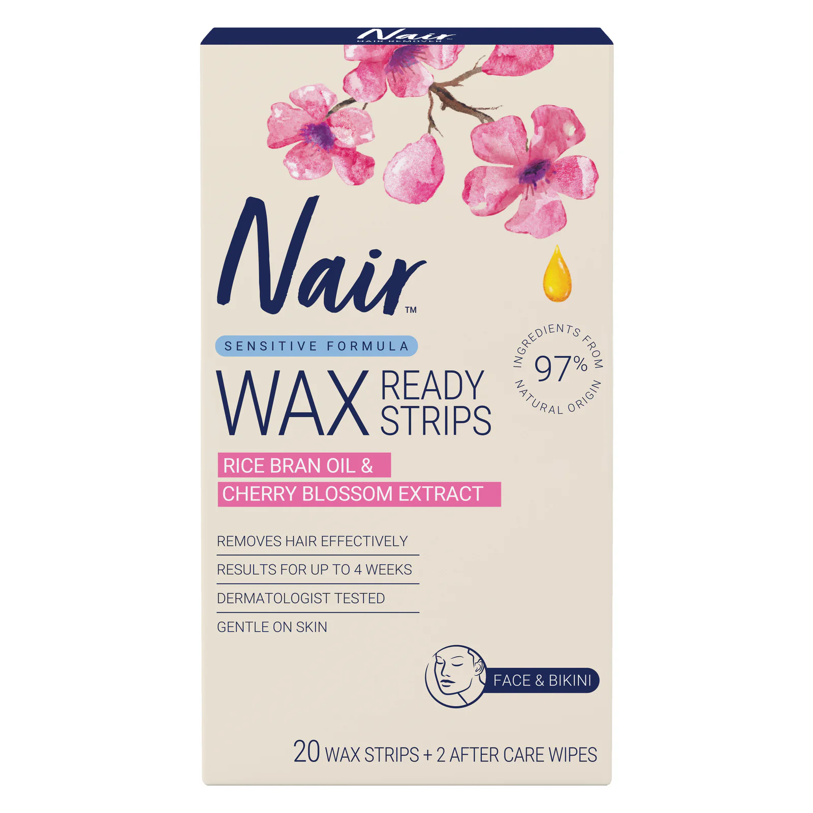Nair Sensitive Mini Wax Strips Face and Sensitive Areas 20 Pack