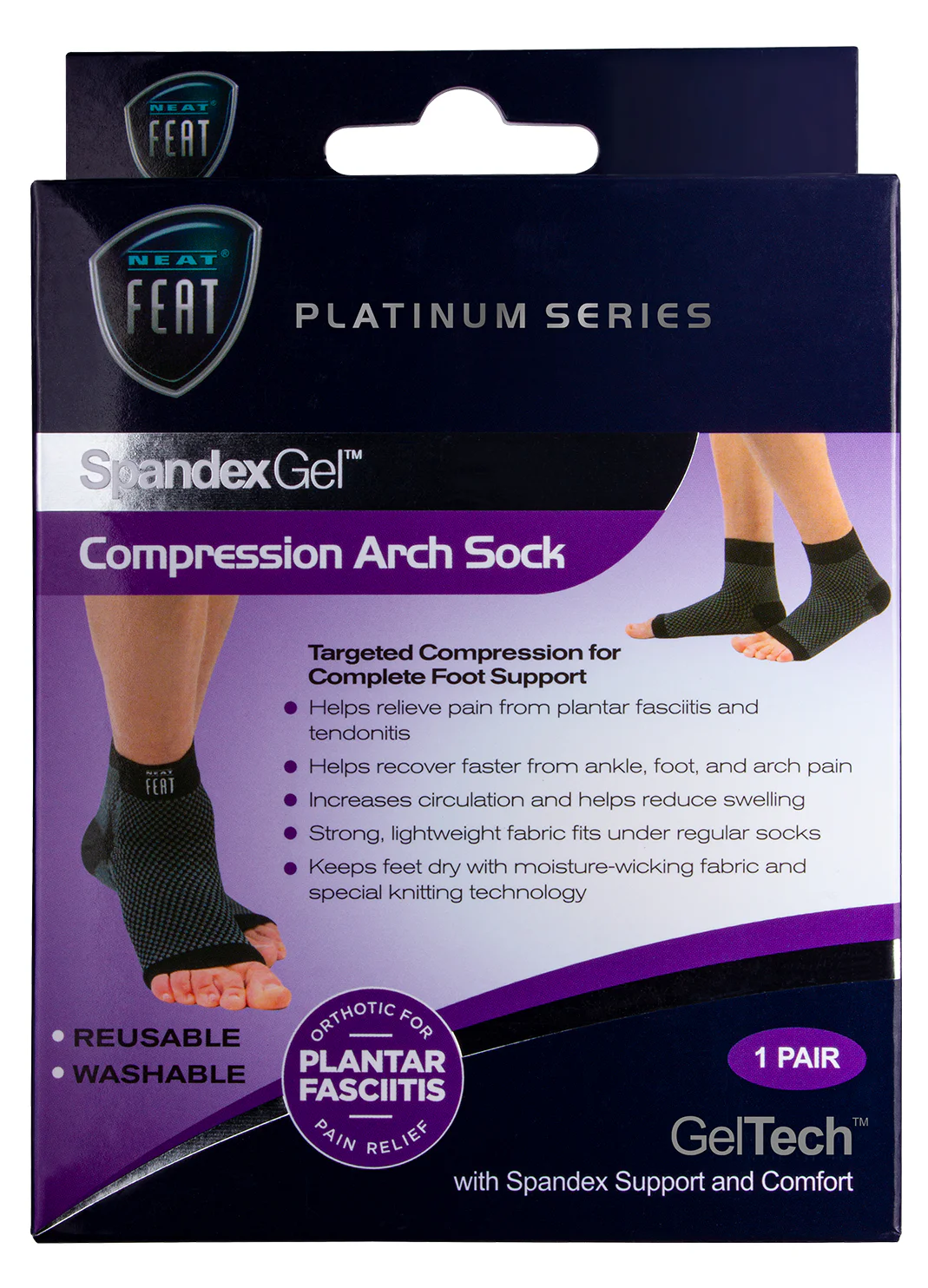 Neat Feat Spandex Gel Compression Arch Sock 1 each