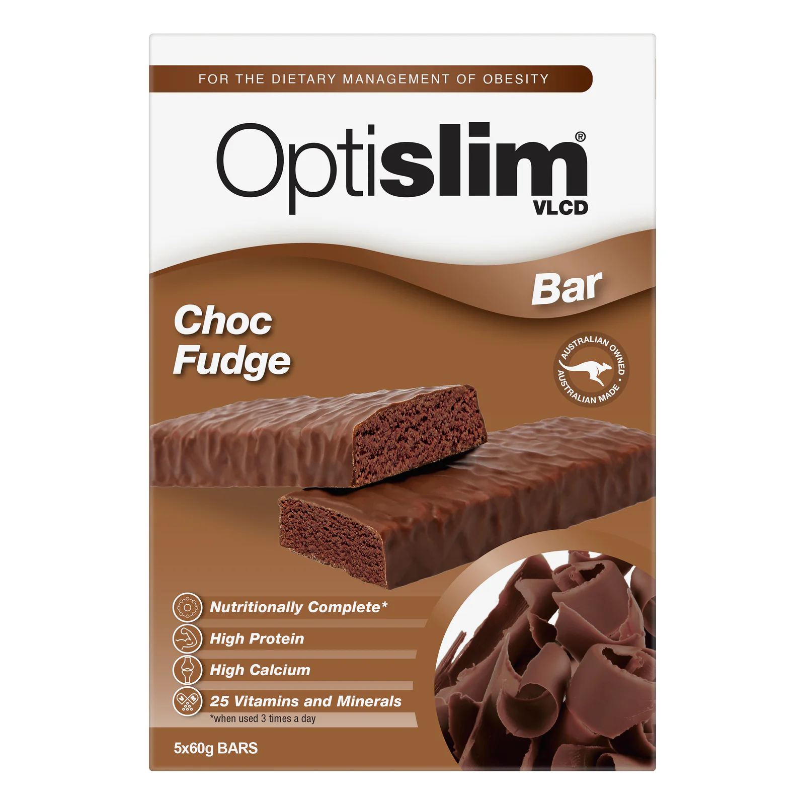 Optislim VLCD Chocolate Fudge Bar 60g 5 Pack
