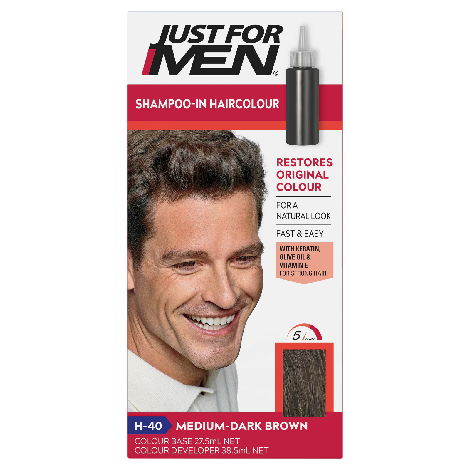 Just For Men Shampoo-In Hair Colour Medium Dark Brown 66mL