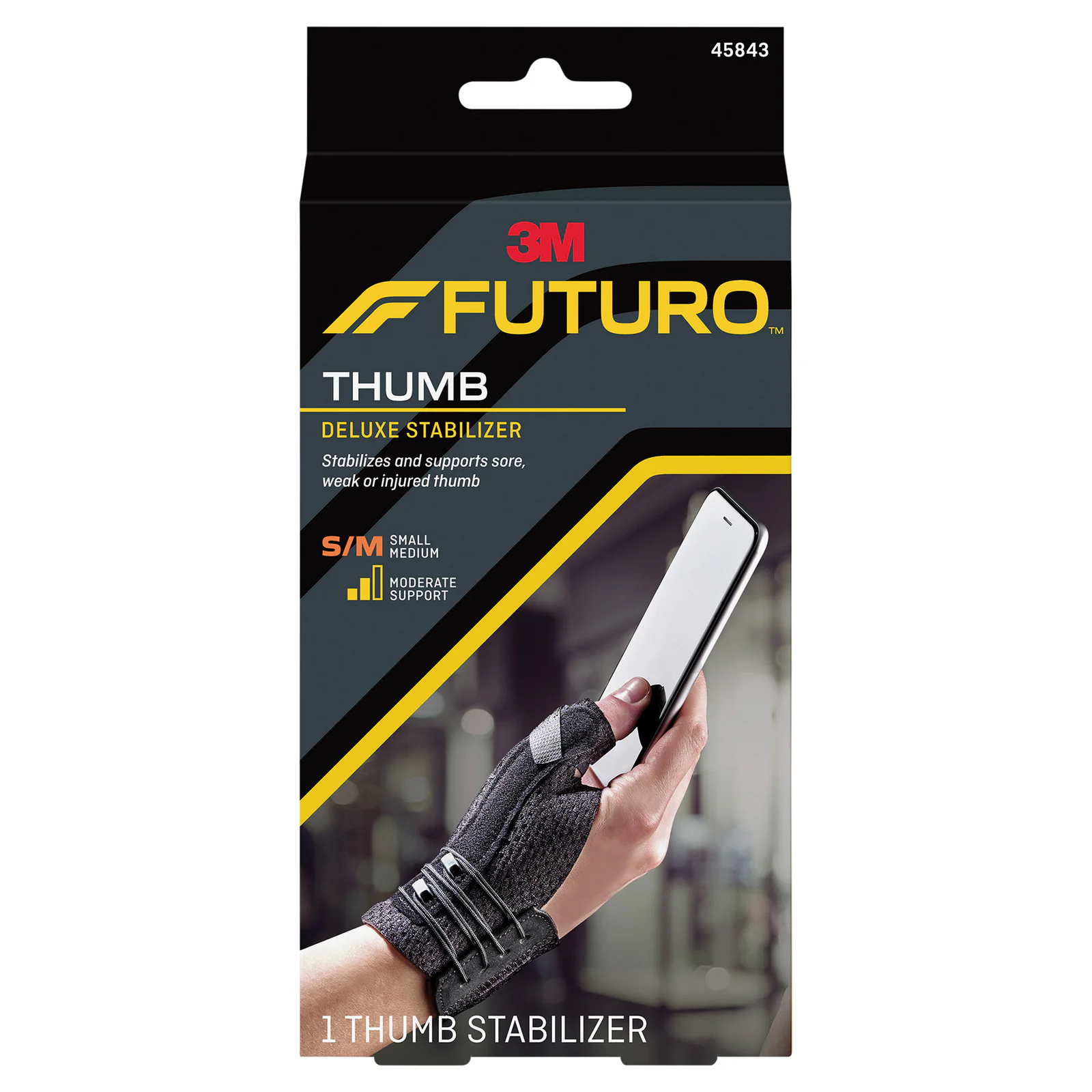 Futuro Deluxe Thumb Stabiliser Small/Medium Black 1 each