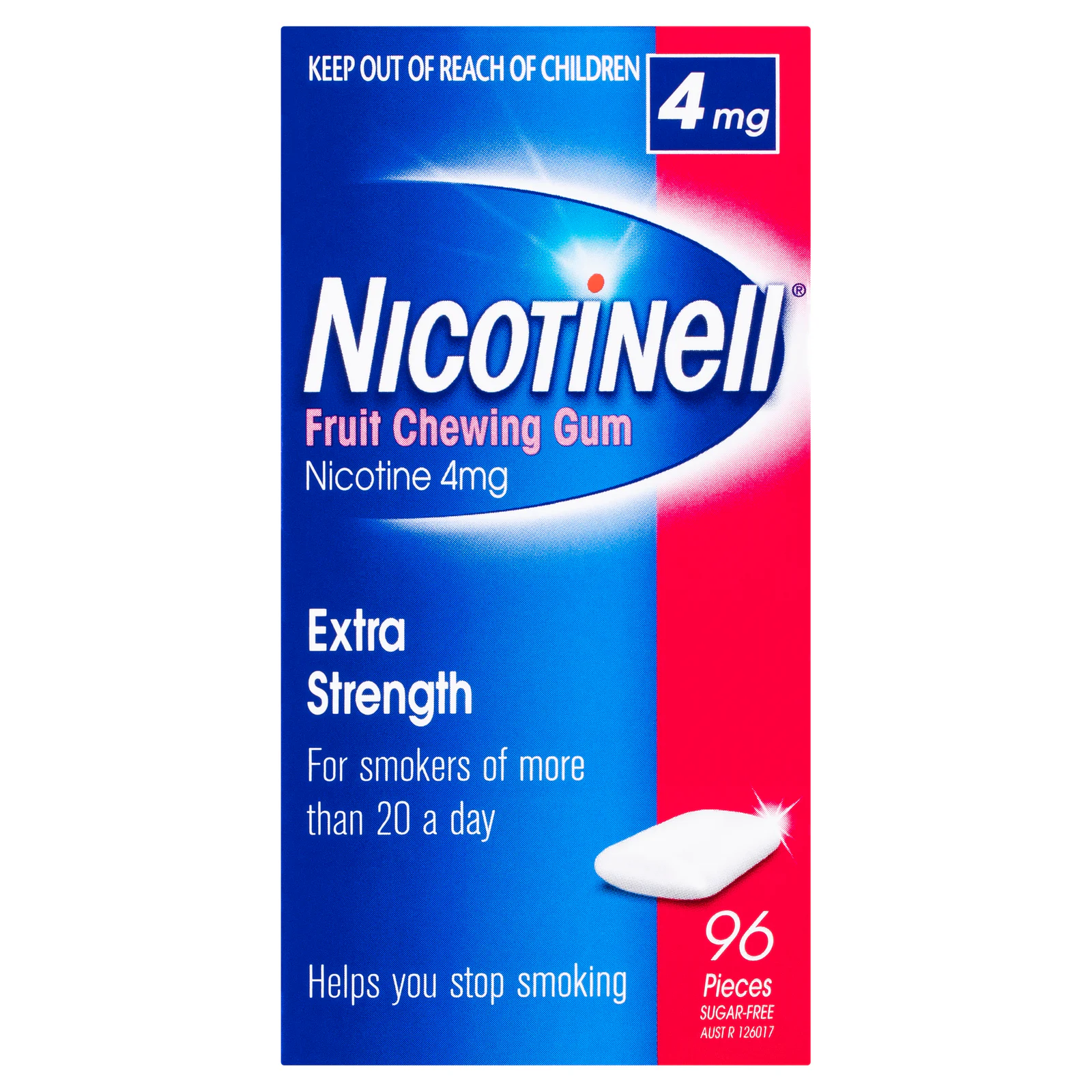Nicotinell Fruit Nicotine Chewing Gum 4mg Extra Strength 96 pieces