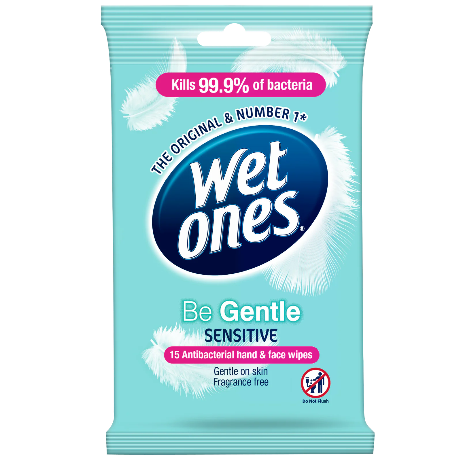 Wet Ones Be Gentle Antibacterial Hand & Face Wipes 15 Pack