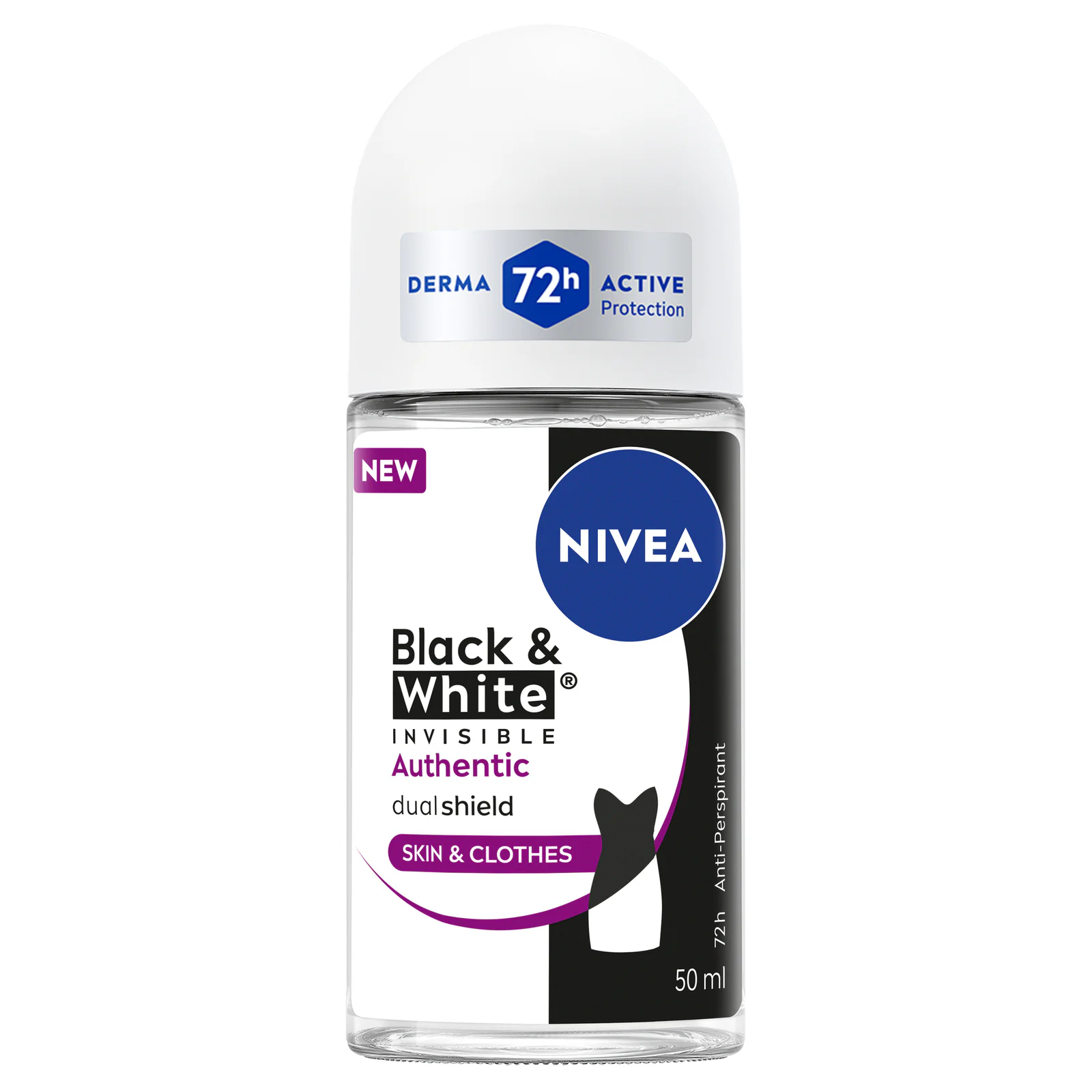 Nivea Black & White Authentic 72H Antiperspirant Roll On 50mL