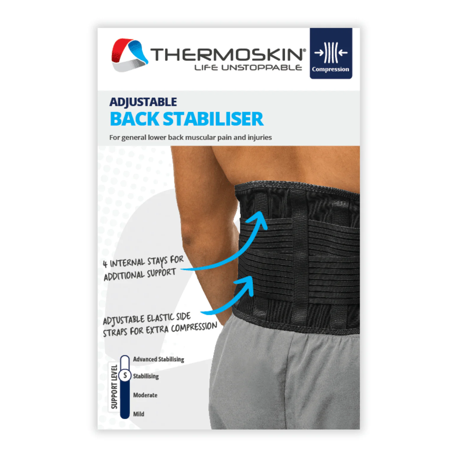 Thermoskin Back Stabiliser Black Medium 1 each