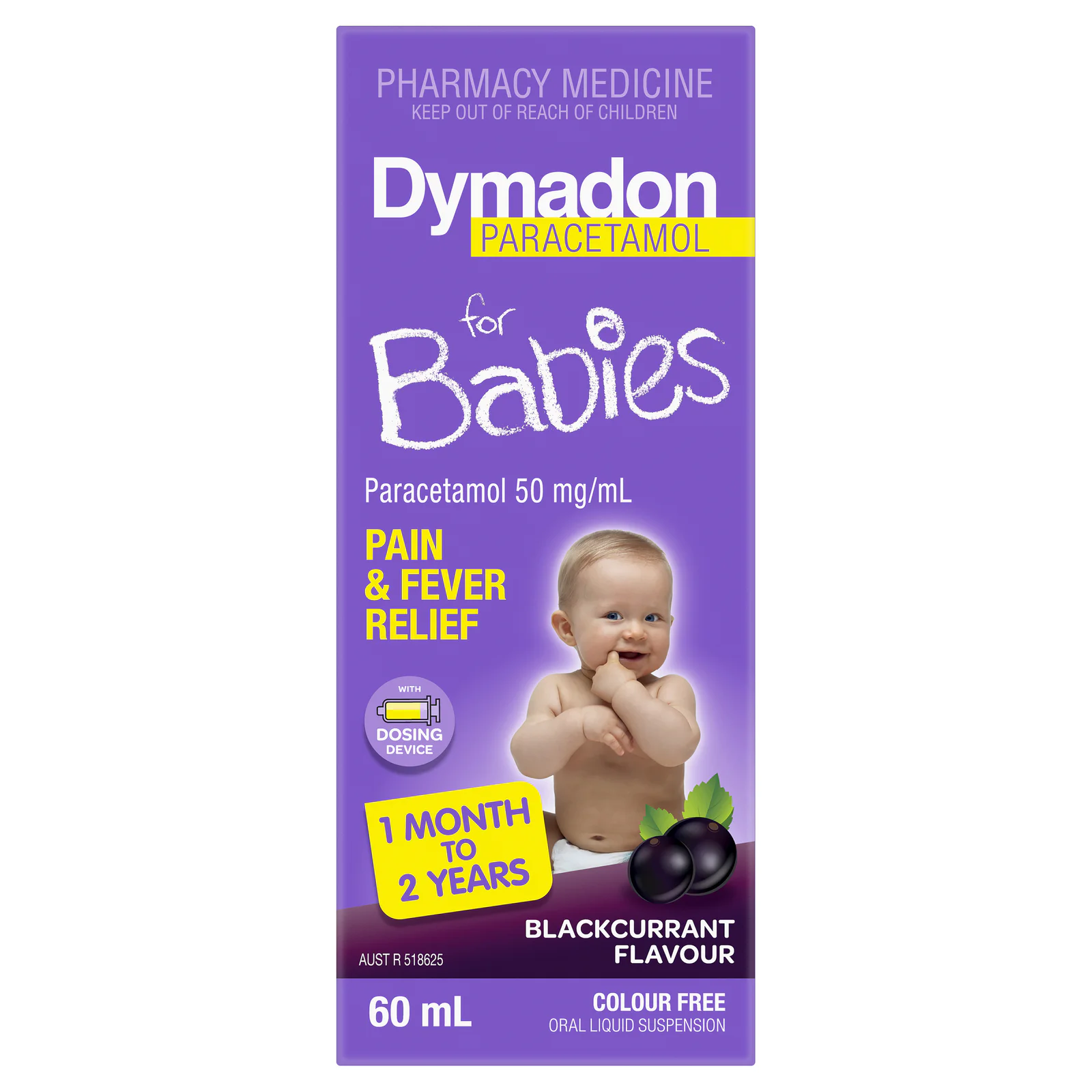 Dymadon Paracetamol 1mo -2yrs old Blackcurrant 60ml