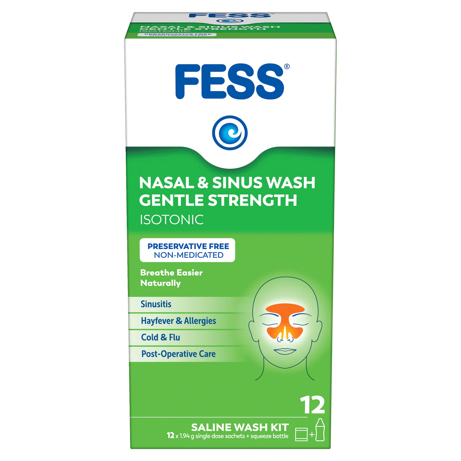 Fess Nasal & Sinus Wash Kit Gentle Strength 12 sachets
