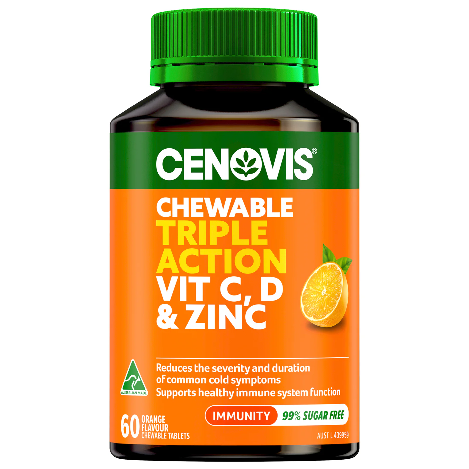 Cenovis Chewable Triple Action Vitamin C, D & Zinc 60 tablets