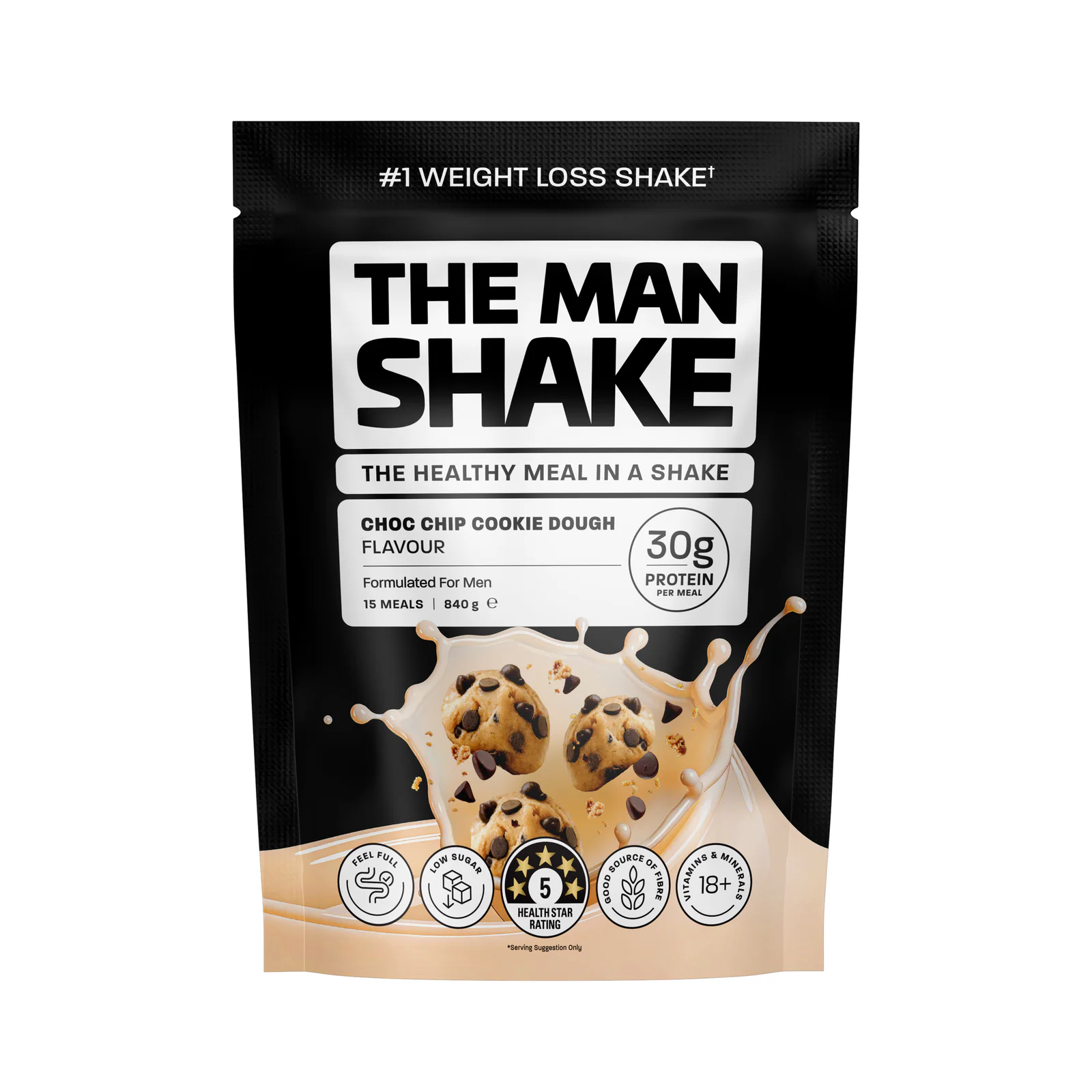 The Man Shake Meal Replacement Choc Chip Cookie Dough 840g