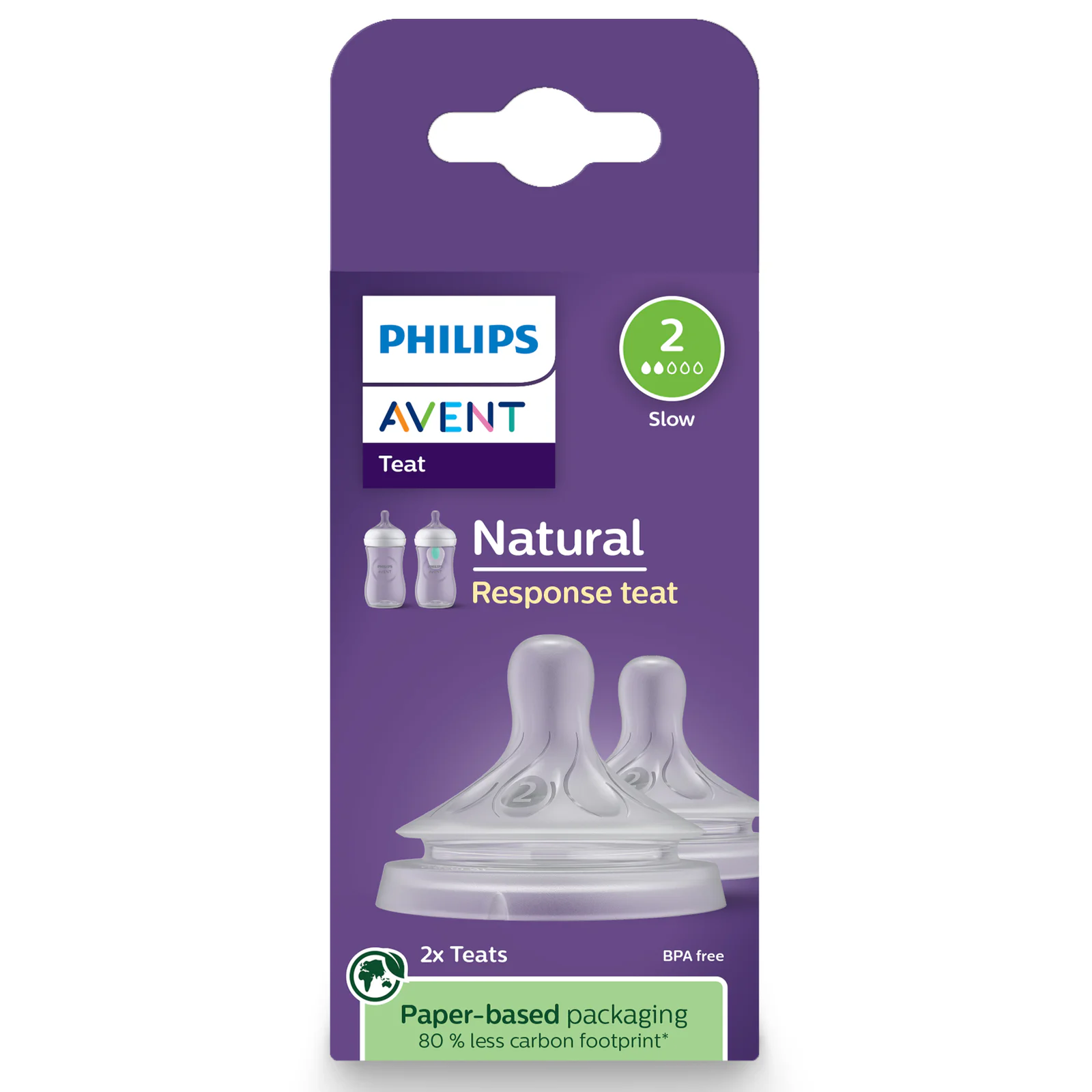 Avent Natural Response Teats 0 Month+ Flow 2 - 2 packs