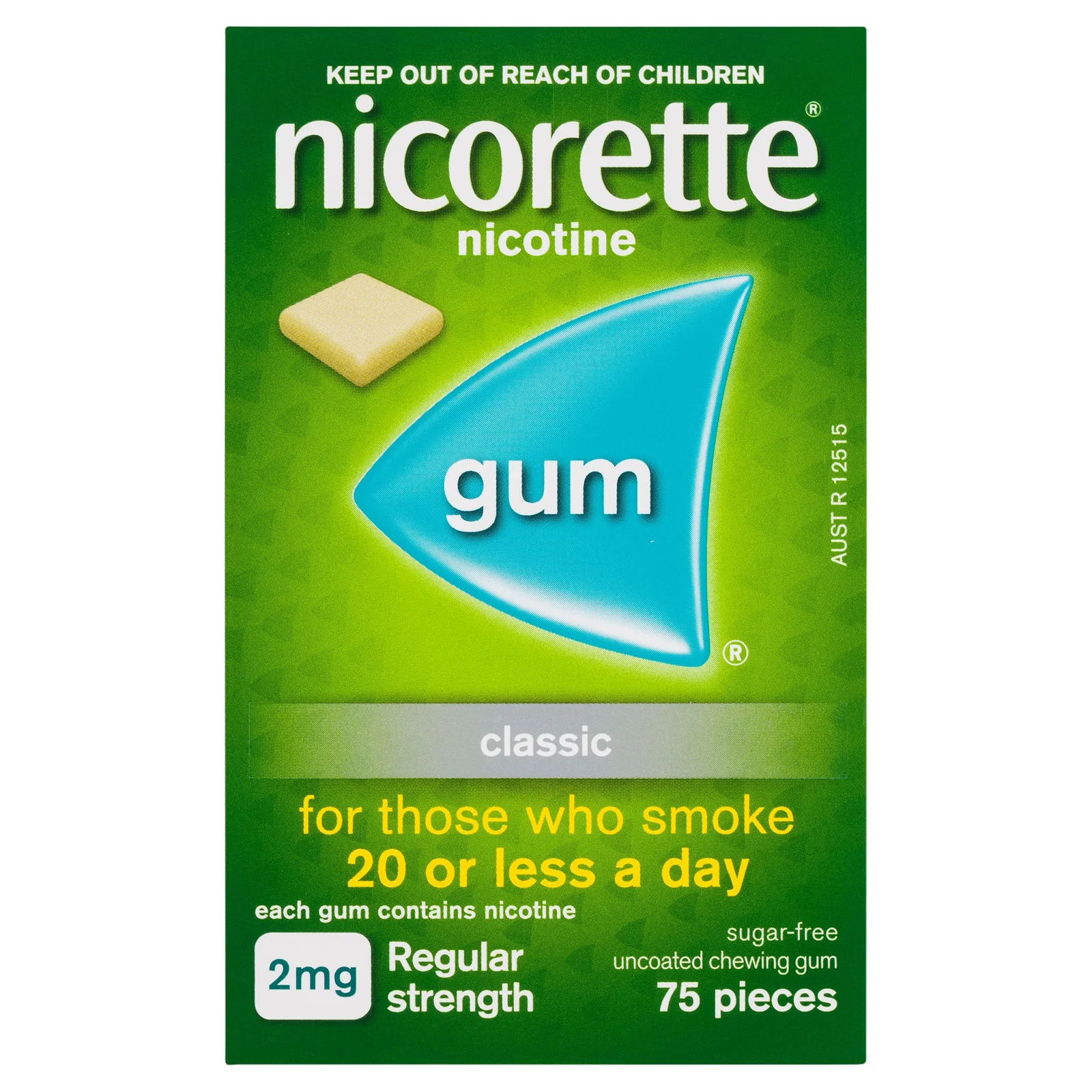 Nicorette Gum Classic 2mg 75 pieces