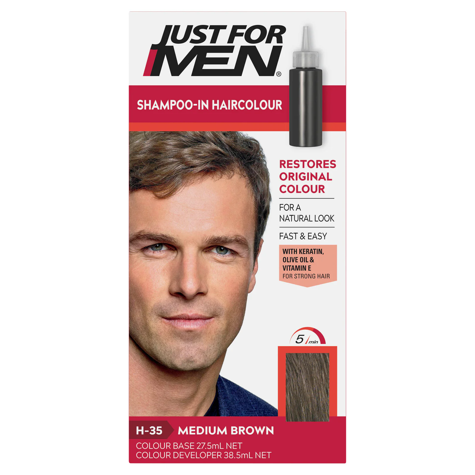 Just For Men Shampoo-In Haircolour Natural Medium Brown 1 pack