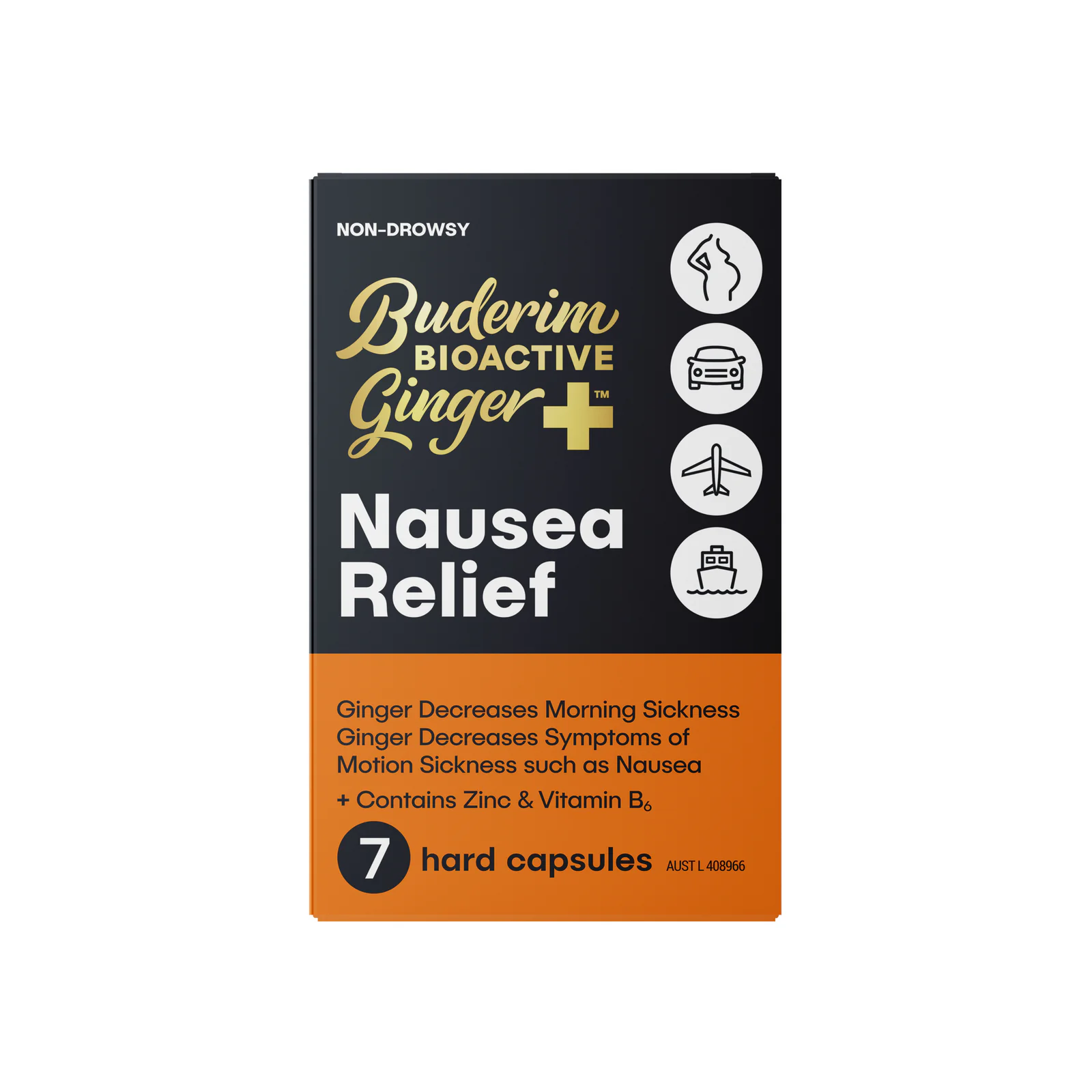 Buderim Bioactive Ginger+ Nausea Relief 7 capsules