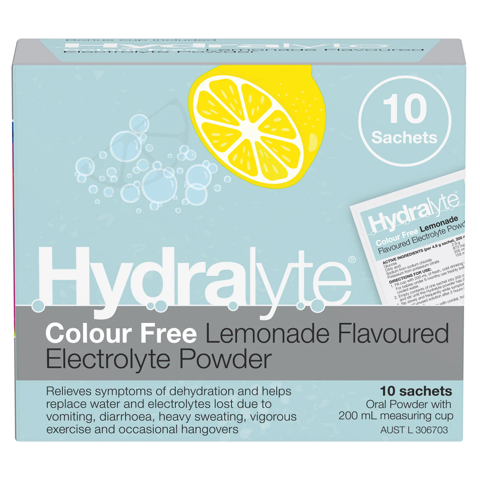 Hydralyte Electrolyte Powder Lemonade Flavoured 10 Sachets