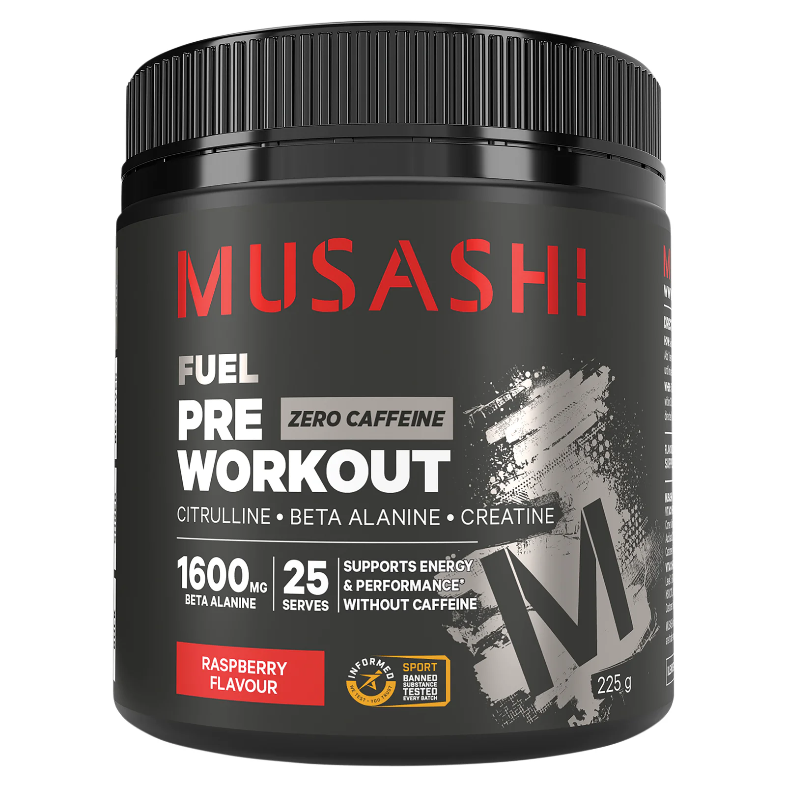 Musashi P/Wt Zero Caff RedRasp 225g