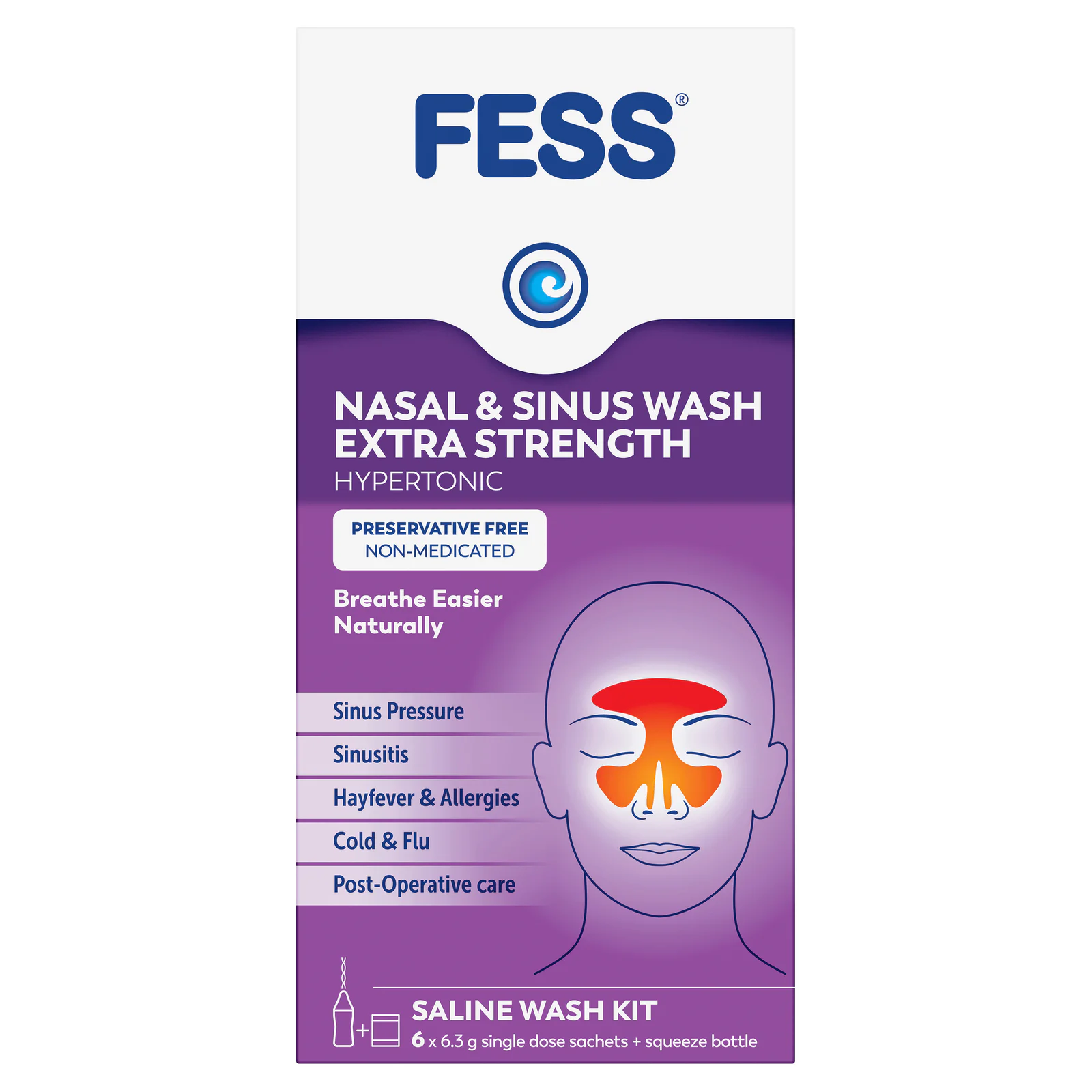 Fess Nasal & Sinus Wash Kit With 6 Extra Strength Refill Sachets 1 kit
