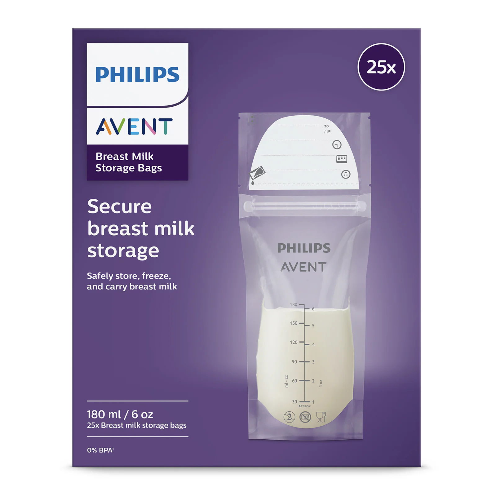 Avent Breast Milk Storage Bags 180ml - 25 pack
