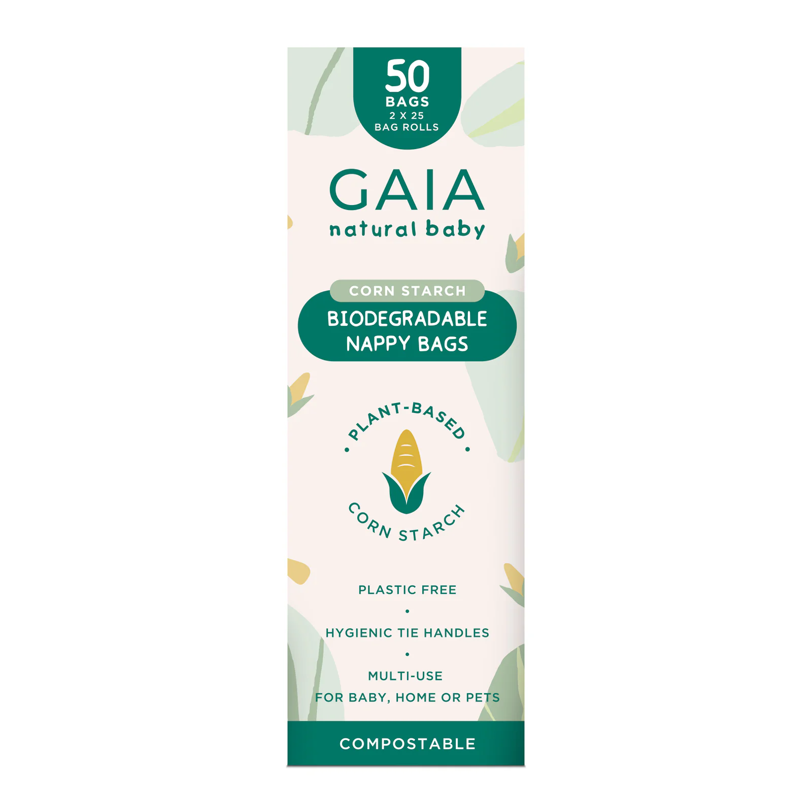GAIA Natural Baby Biodegradable Nappy Bags 50 Pack