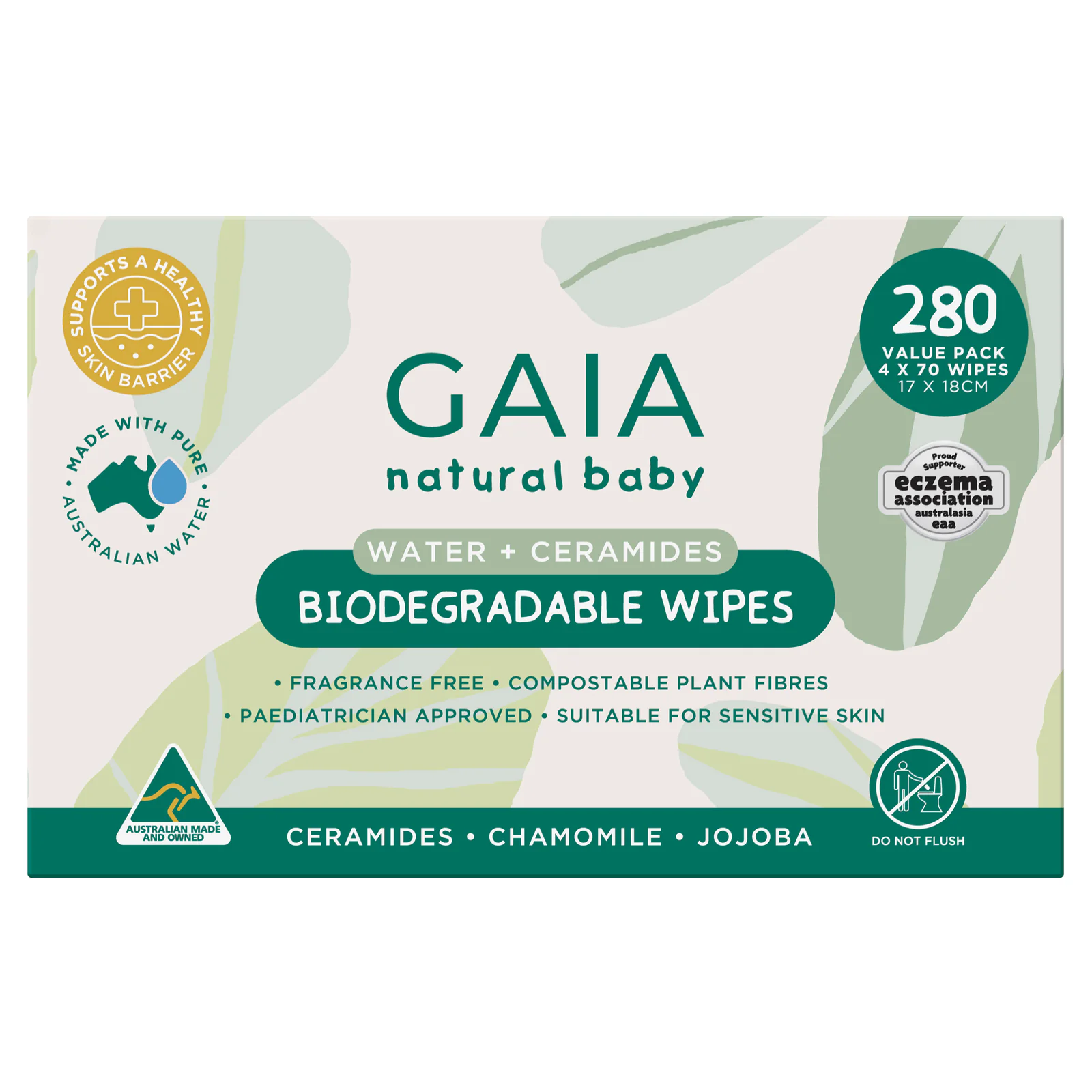 GAIA Natural Baby Biodegradable Water Wipes 280 Pack