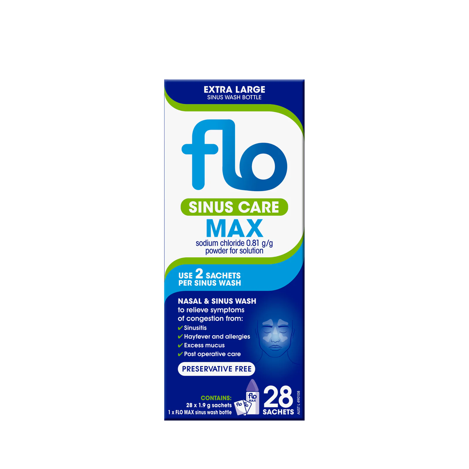 Flo Sinus Care Max Bottle & Sachet 28 sachets
