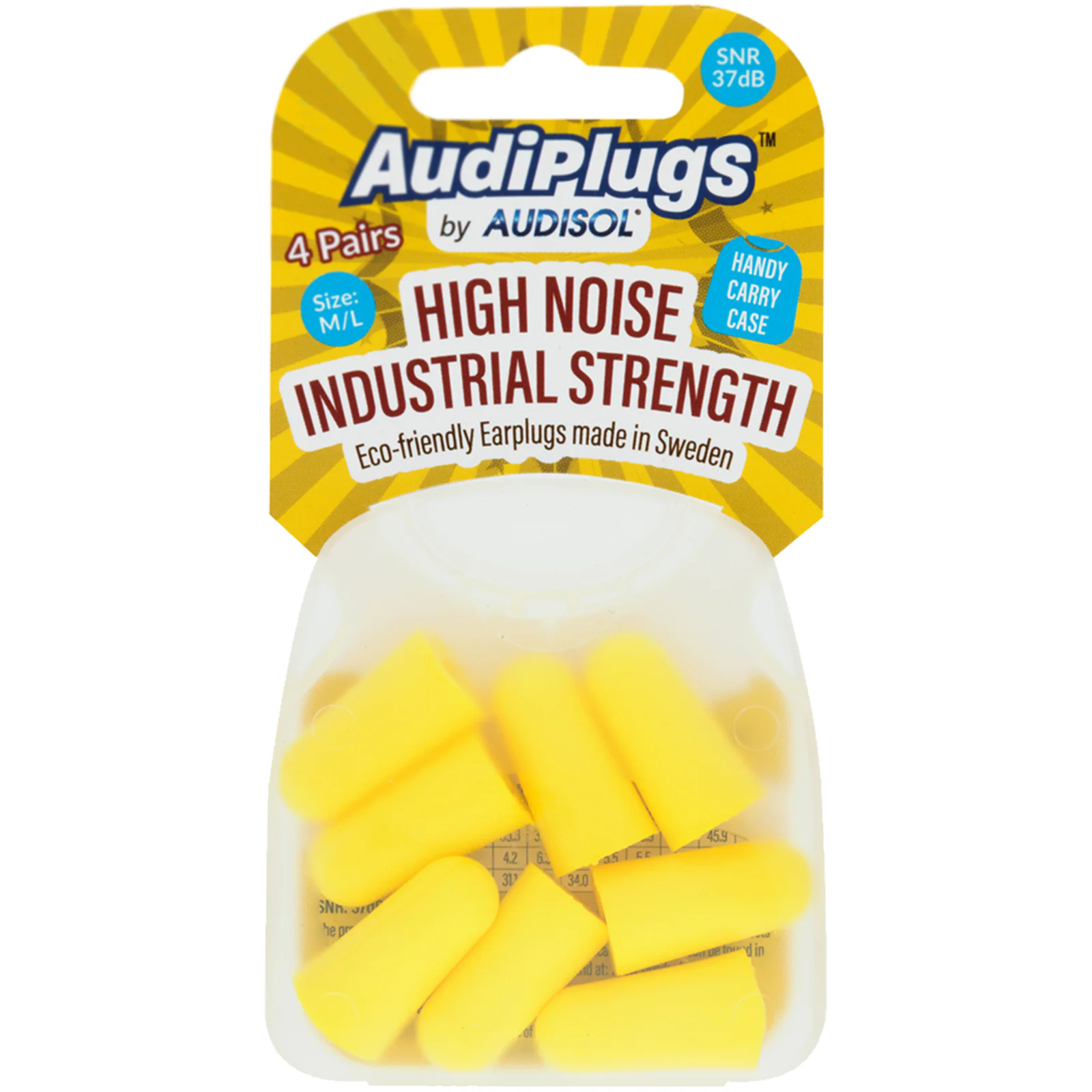 Audiplugs High Noise Industrial Strength Ear Plugs 4 pairs