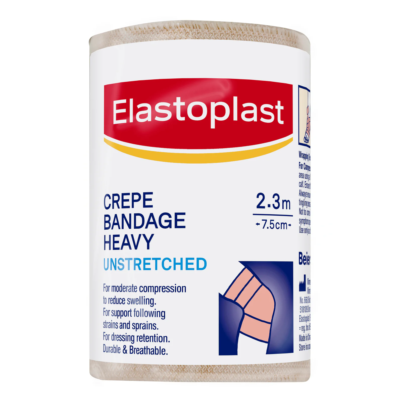 Elastoplast Crepe Bandage Heavy Weight 7.5cm X 2.3m Tan - 1 roll